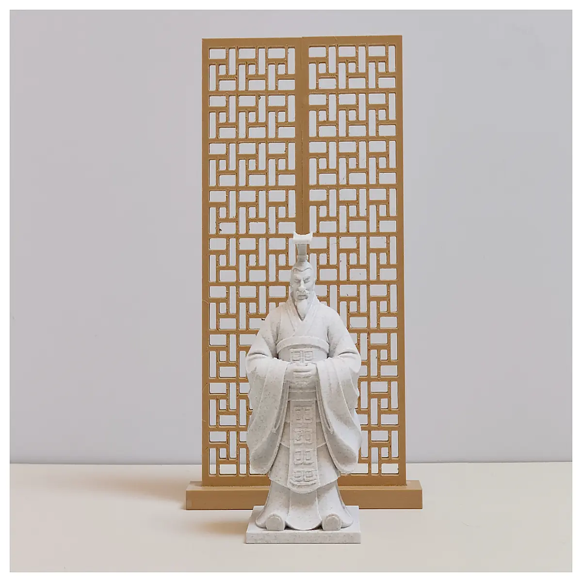 zen style wooden lattice desk screen traditional chinese geometric pattern room divider minimalist home office decor partition