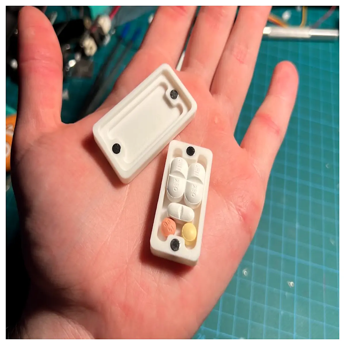 mini pill organizer with magnetic lid for travel portable medication box weekly dose holder