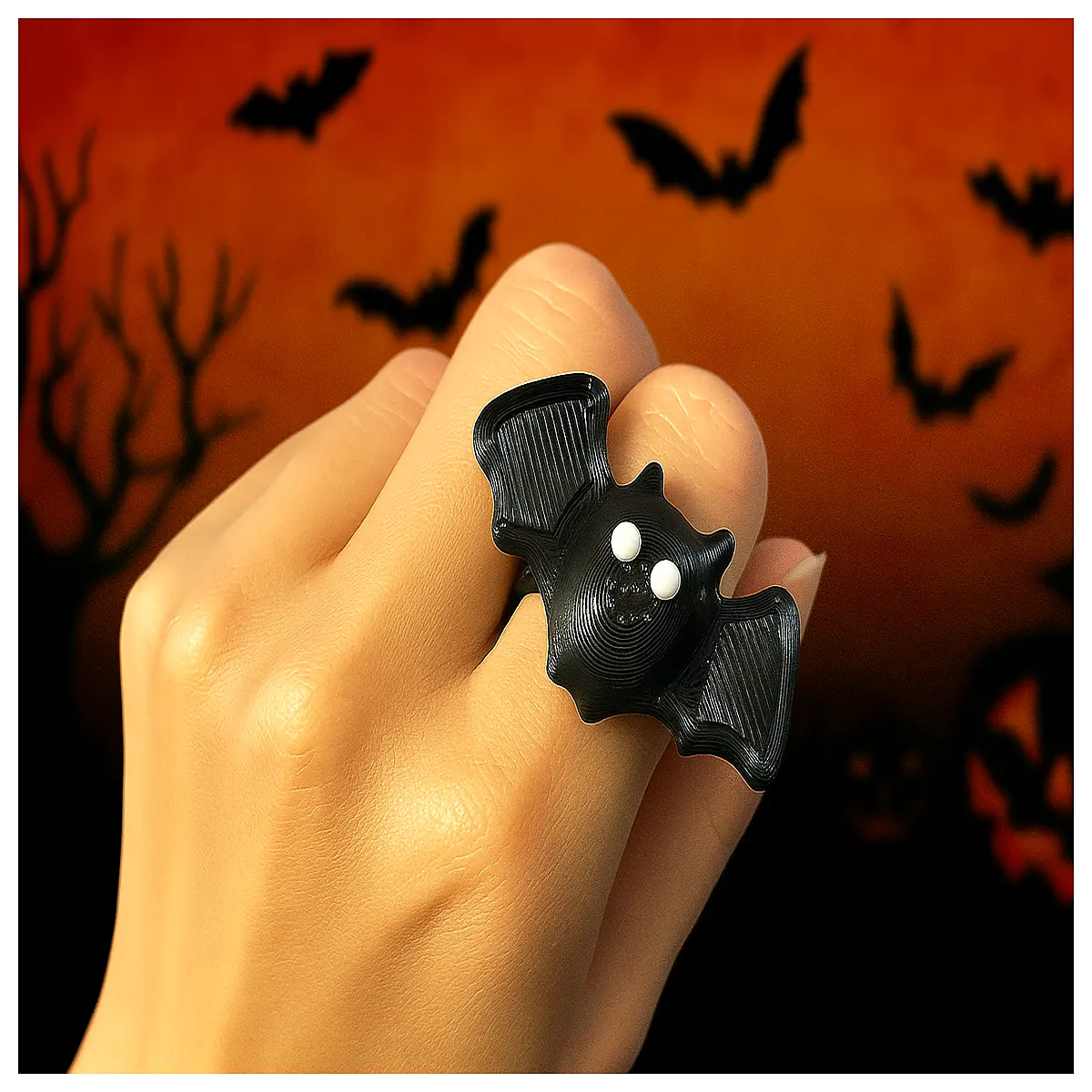 spooky 3 gram bat ring for halloween party favors gothic jewelry costume accessories lightweight metal finger ring