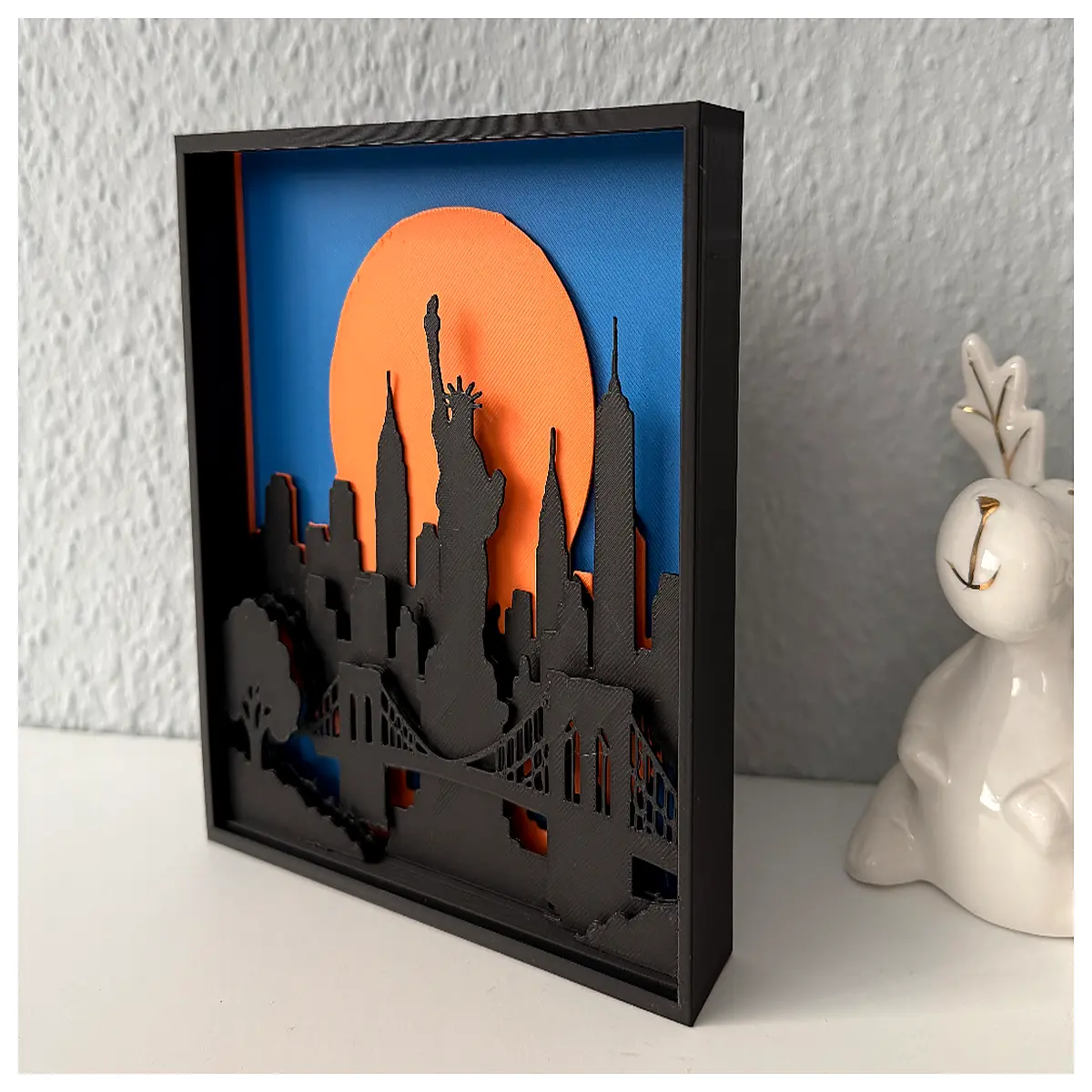 nyc skyline silhouette box new york city art home decor iconic building shadow box urban landscape picture frame