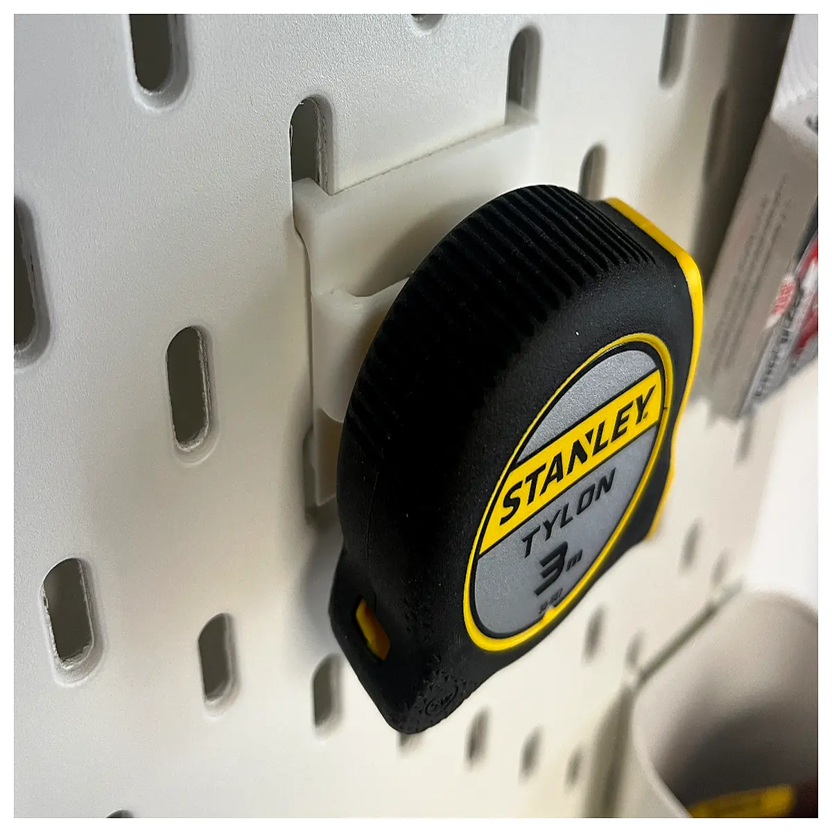pegboard measuring tape holder organizer hook for workshop garage tool storage