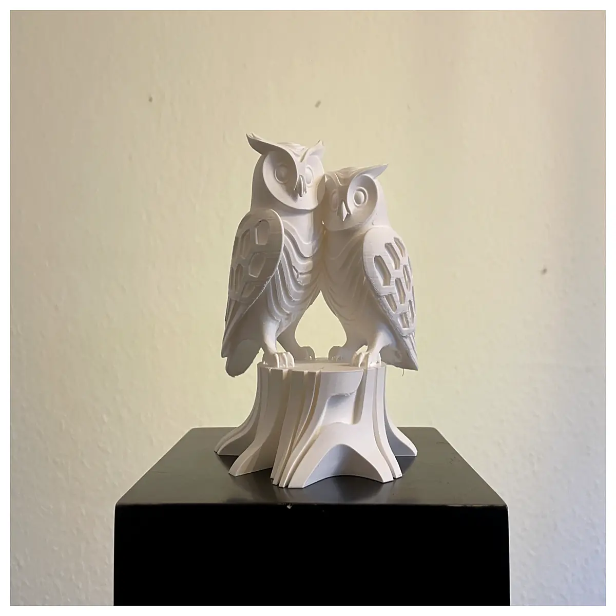 rustic owl figurine on tree stump hexagonal garden statue outdoor decor