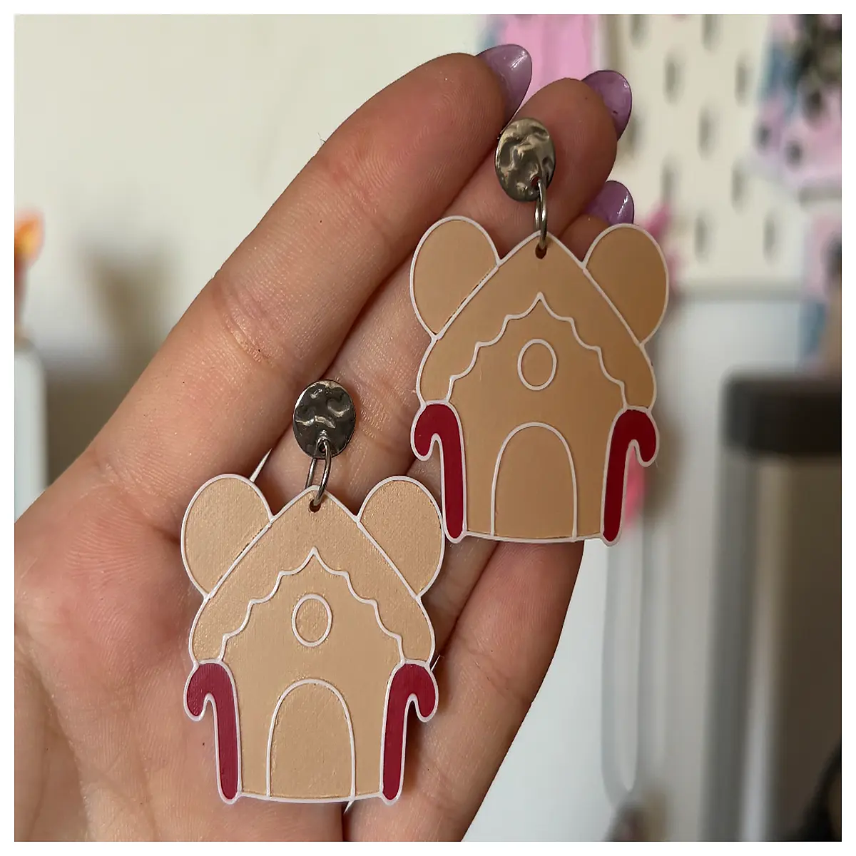 cute gingerbread house earrings holiday christmas gift festive winter jewelry for women