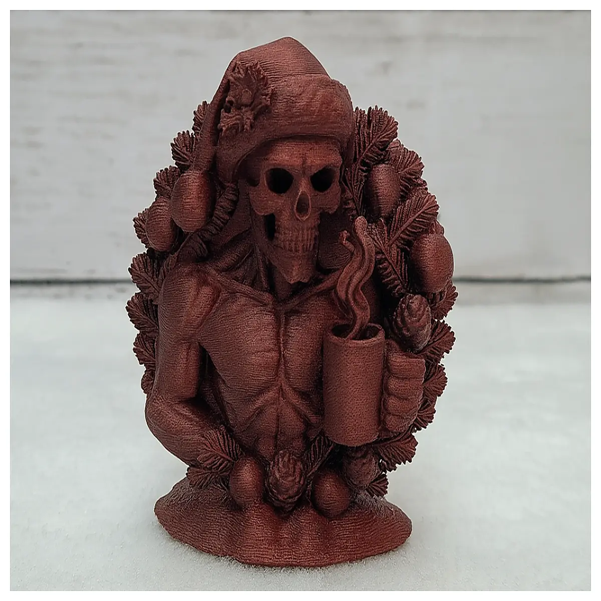 gothic advent wreath with skull candles for halloween christmas decor