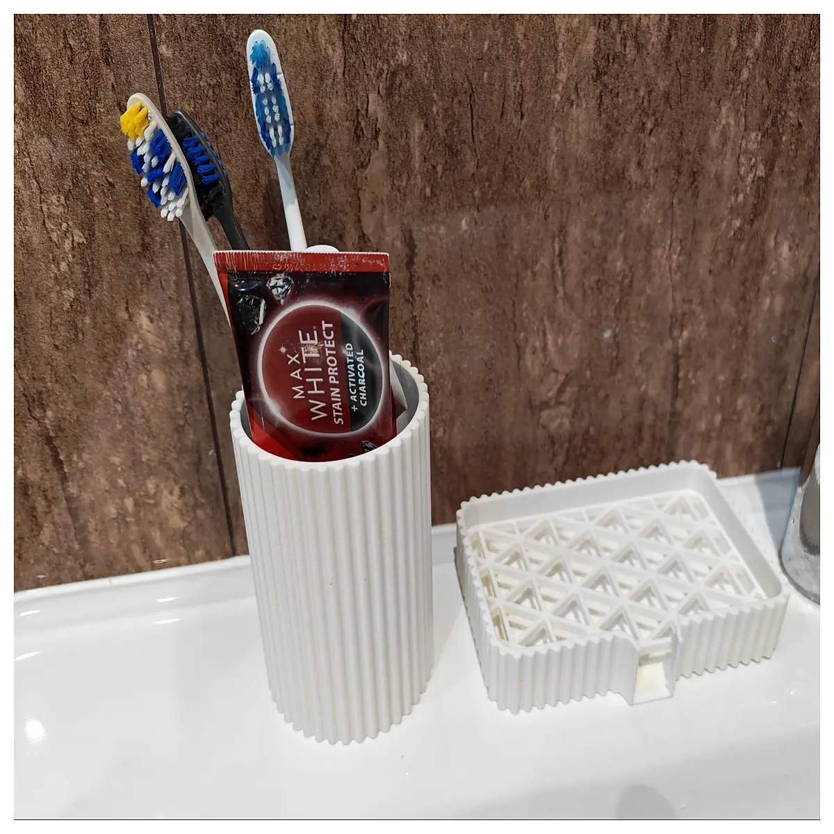 bathroom vanity organizer cup for toothbrush and makeup brushes holder with drainage hole anti bacterial plastic storage container
