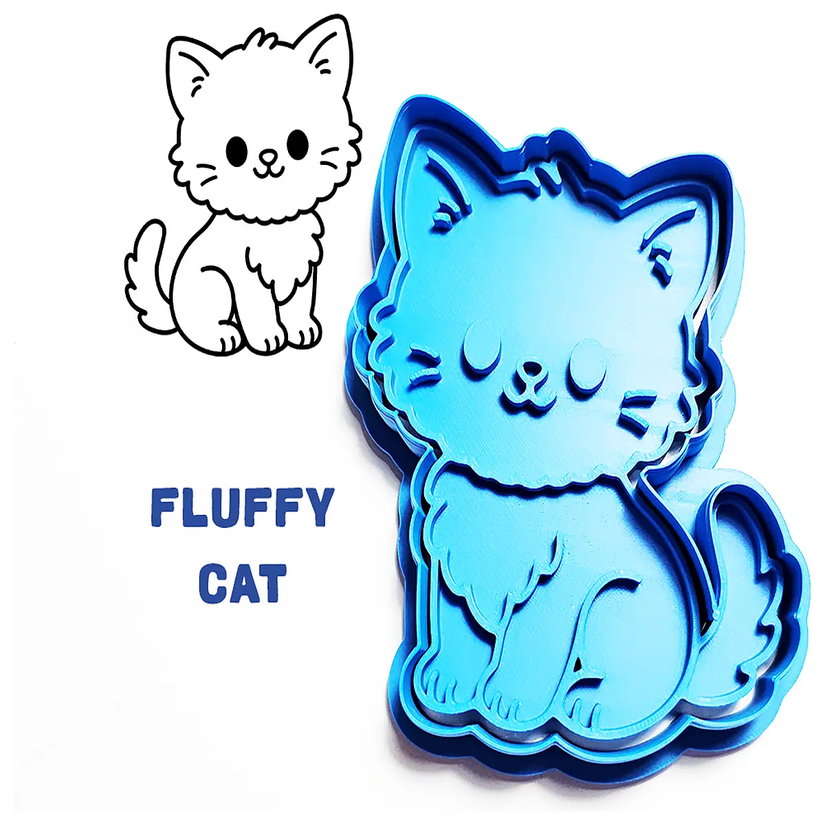 fluffy cat cookie stamp cutter biscuit silicone baking tool diy pastry press