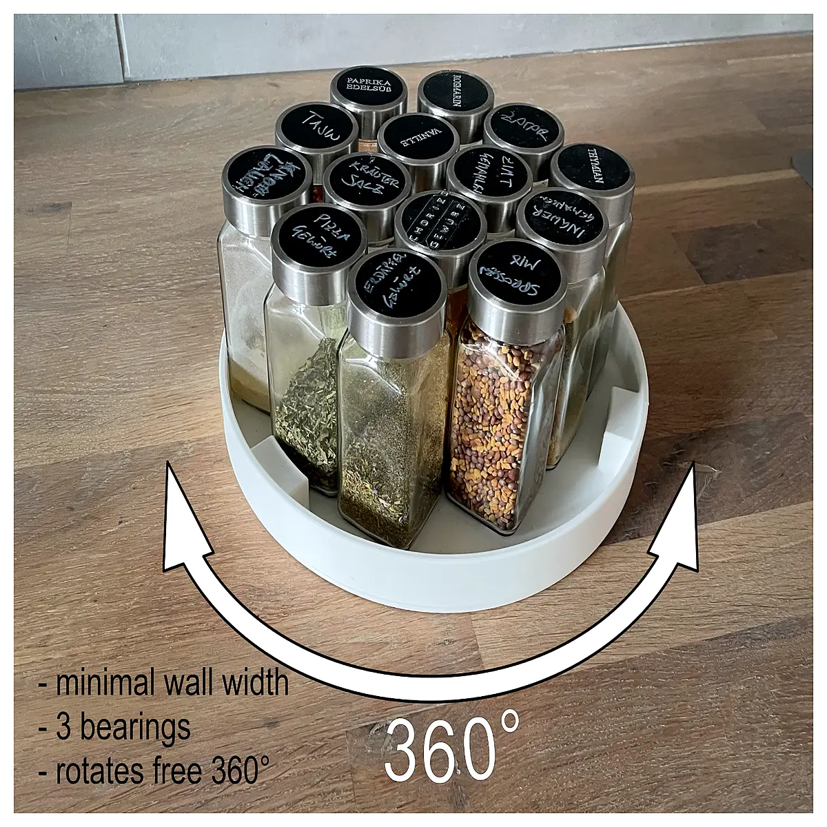 slim rotating lazy susan organizer for kitchen cabinet pantry spice rack turntable storage