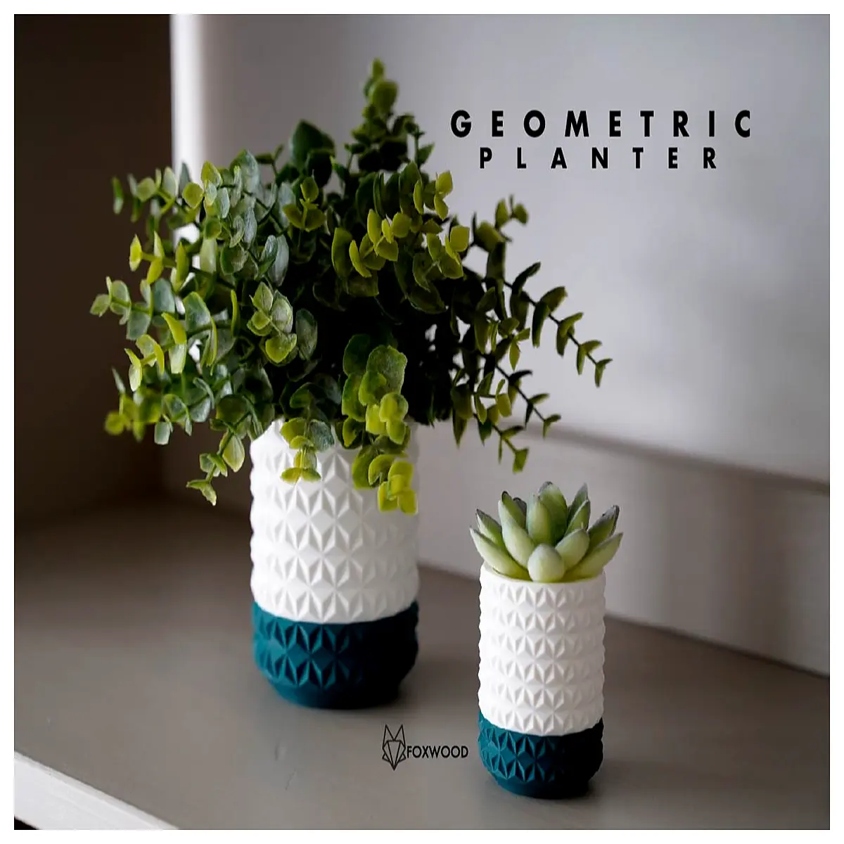 foxwood geometric planter with drip tray modern indoor outdoor succulent pot ceramic decorative garden decor