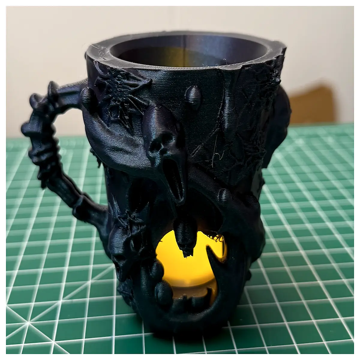 halloween skull boba tea mug spooky goth coffee cup with pearls design