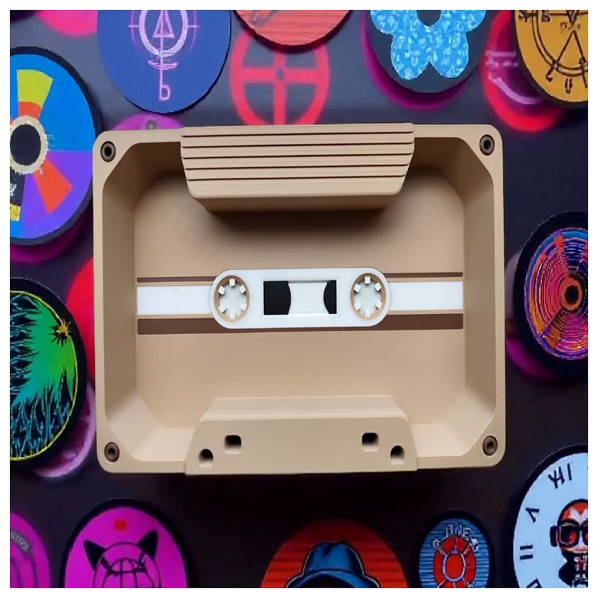 retro cassette tape storage box organizer vintage audio media holder plastic case for home shelf