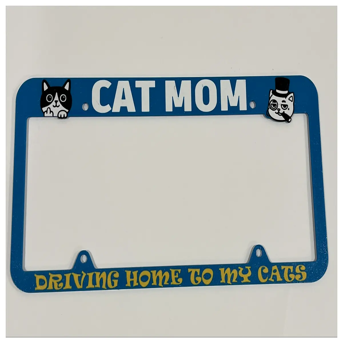 cute cat mother license plate frame holder for car truck suv universal fit front rear bumper accessory