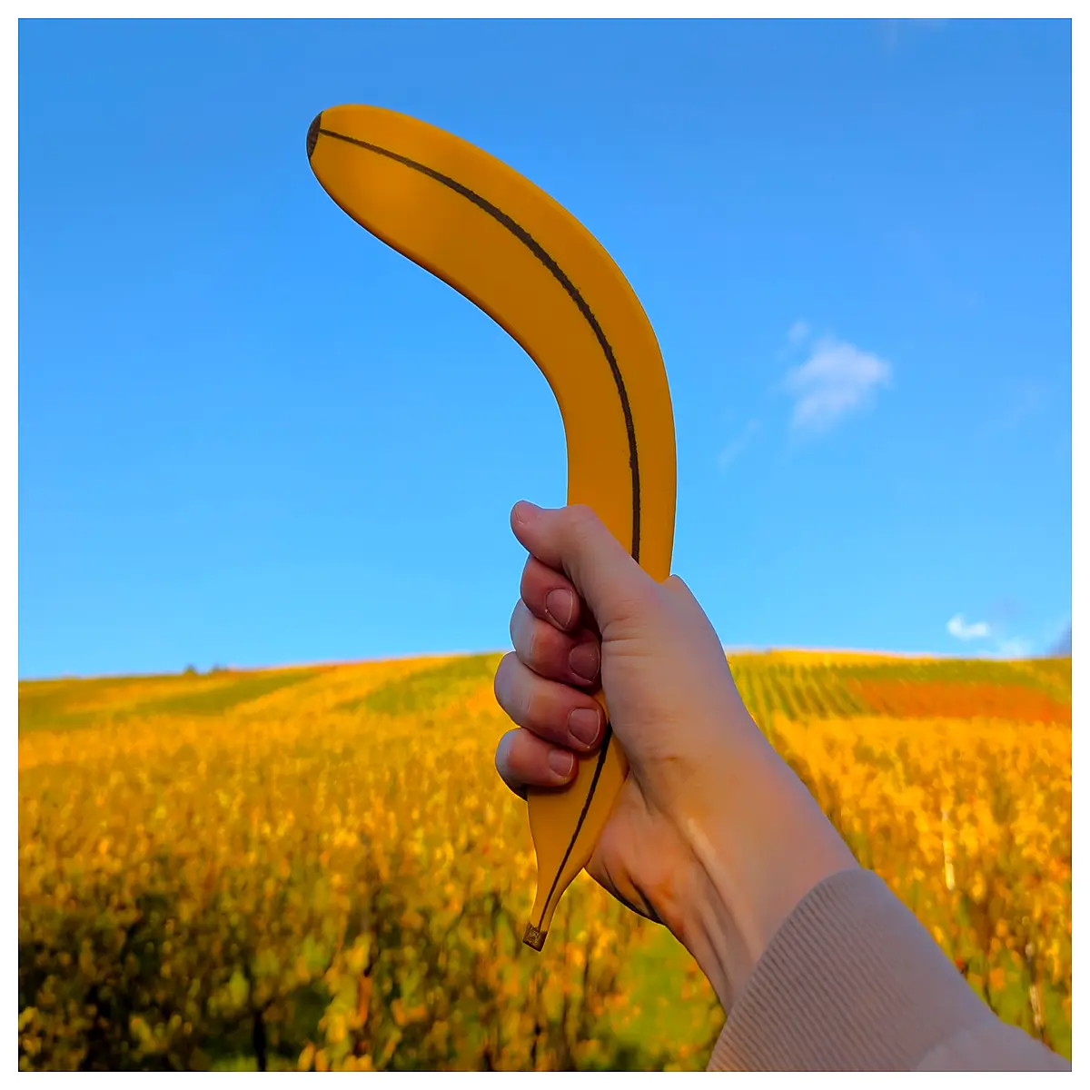 banana toy for kids funny curved throwing stick outdoor garden prank gadget safe plastic alternative
