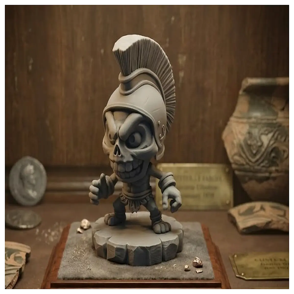 cute chibi skeleton soldier figurine kawaii anime style mini action figure collectible toy for desk decoration