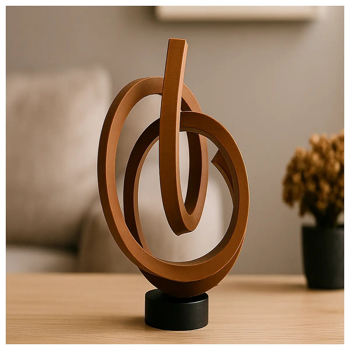 abstract ribbon contemporary minimalist sculpture modern art home decor wall hanging metal wire abstract