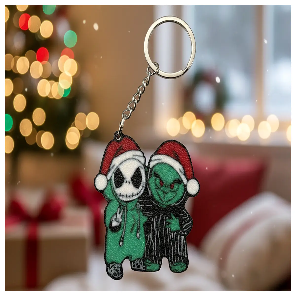 gothic christmas keychain horror funny duo pendant for bag gift