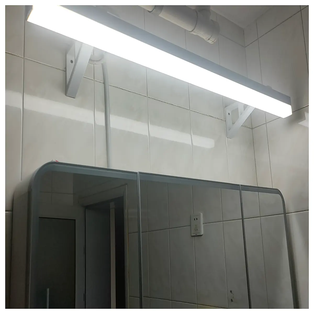 extension bracket for vanity mirror fixture retrofit upgrade holder