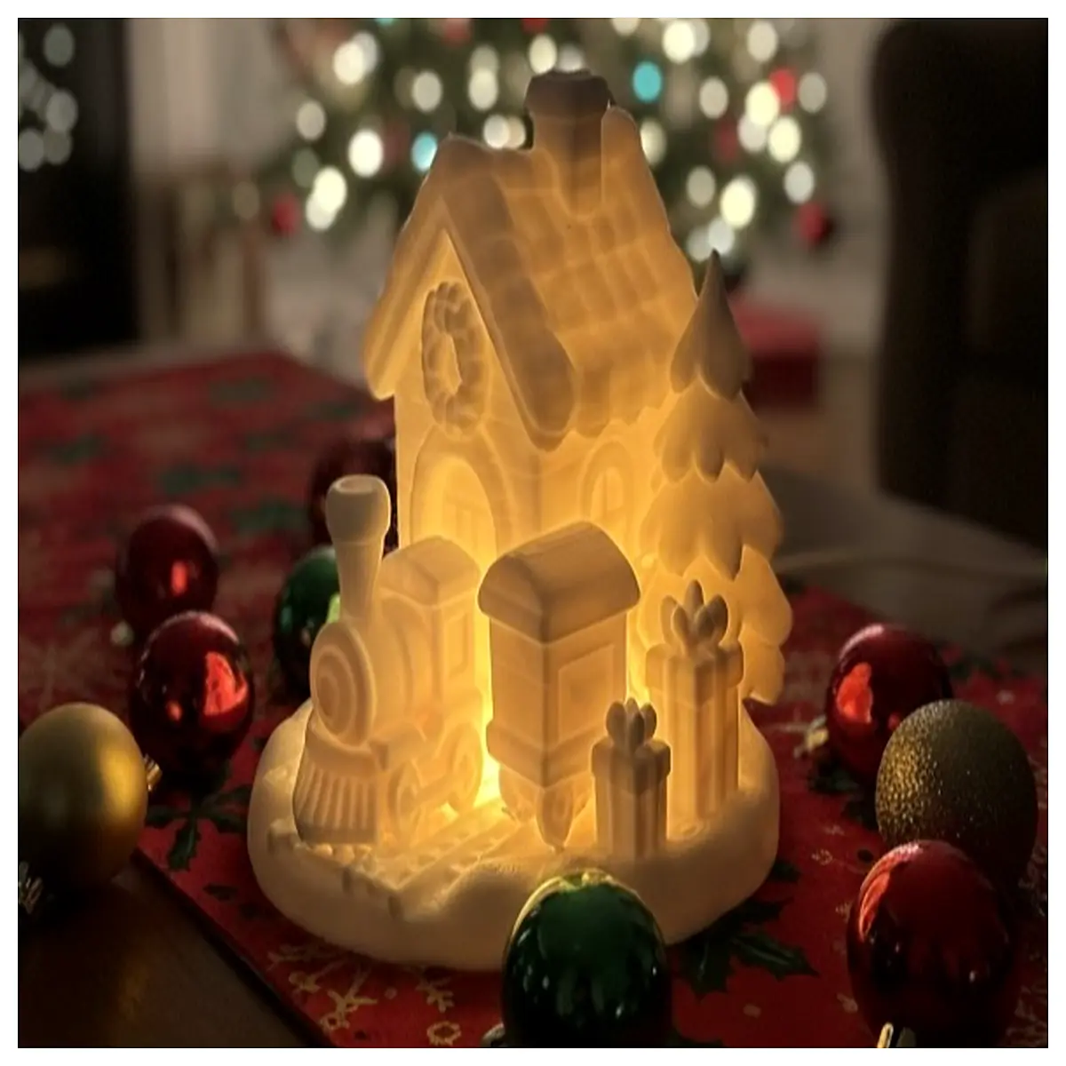 miniature village house for christmas festive train cabin decor cozy winter holiday centerpiece