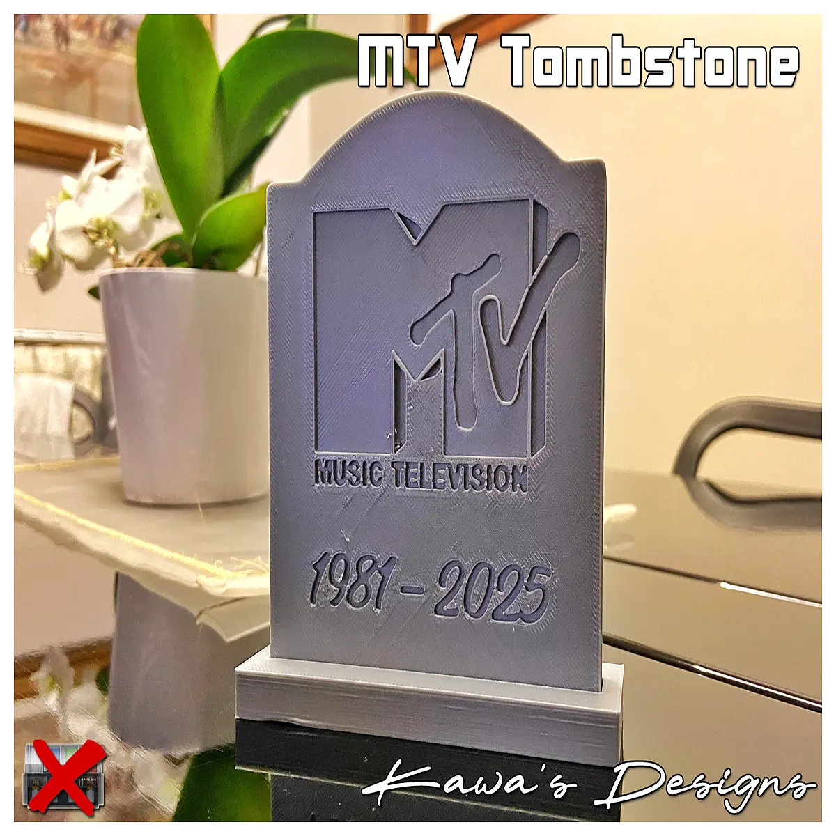 mtv tombstone decoration gothic memorial plaque alternative rock tribute sign dark aesthetic home decor music history gift