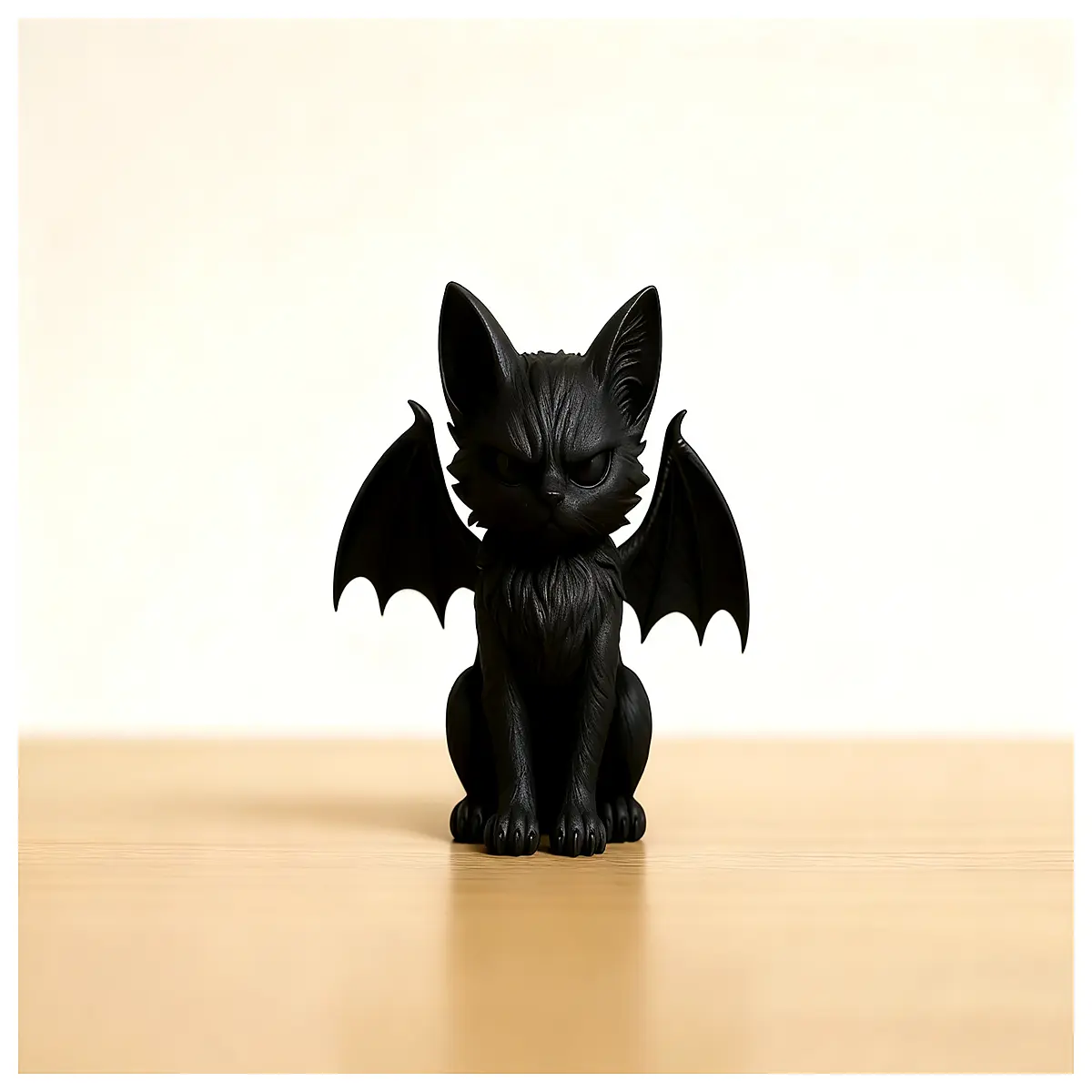 gothic cat statue with bat wings demon art decor for dark academia room