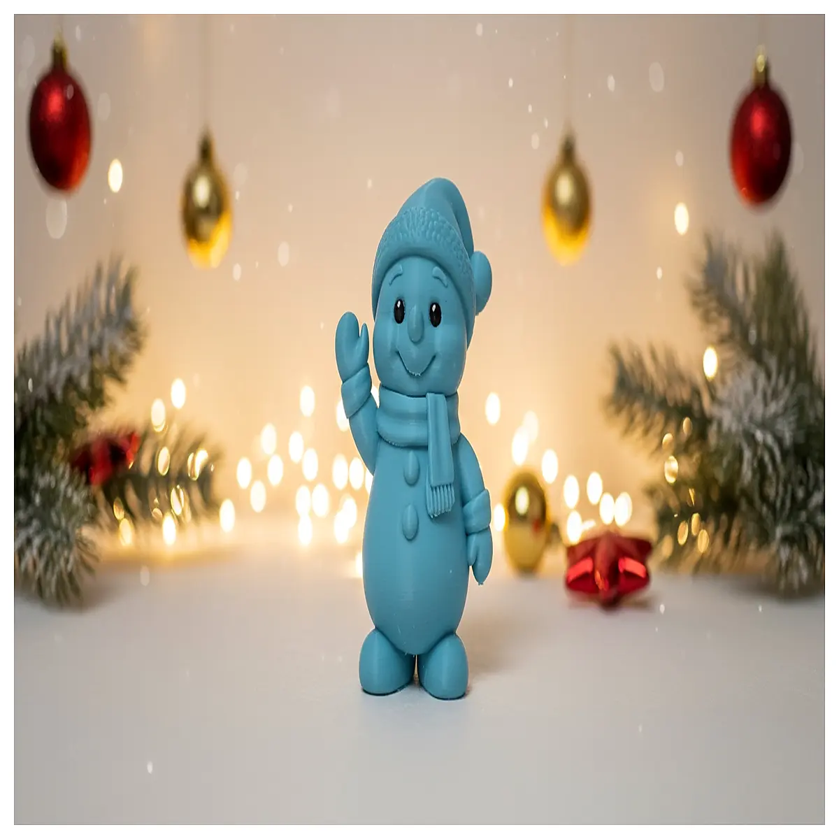 outdoor christmas snowman decoration with hat and scarf waving hand for garden yard holiday