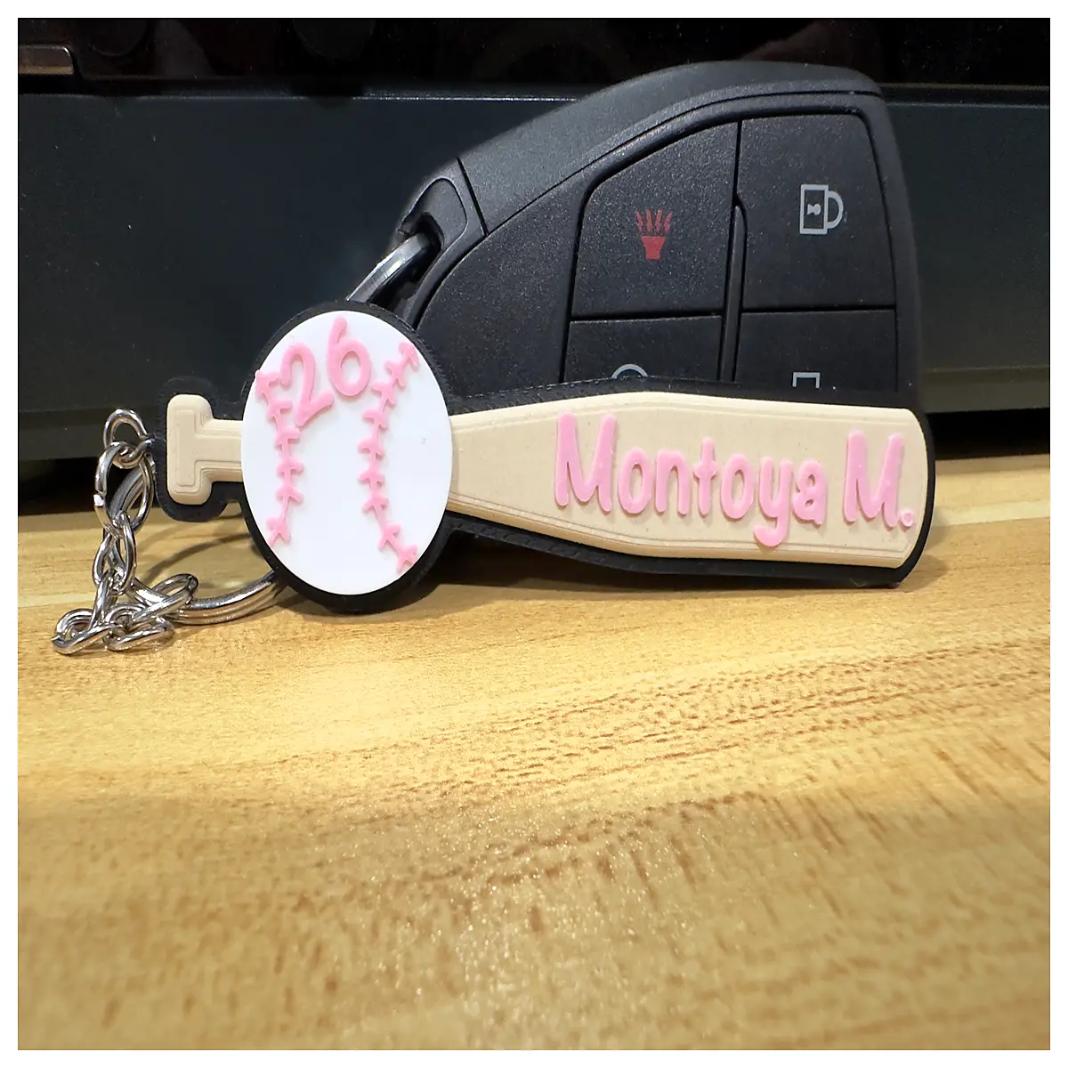 mini baseball keychain leather strap for men women gift sports gear
