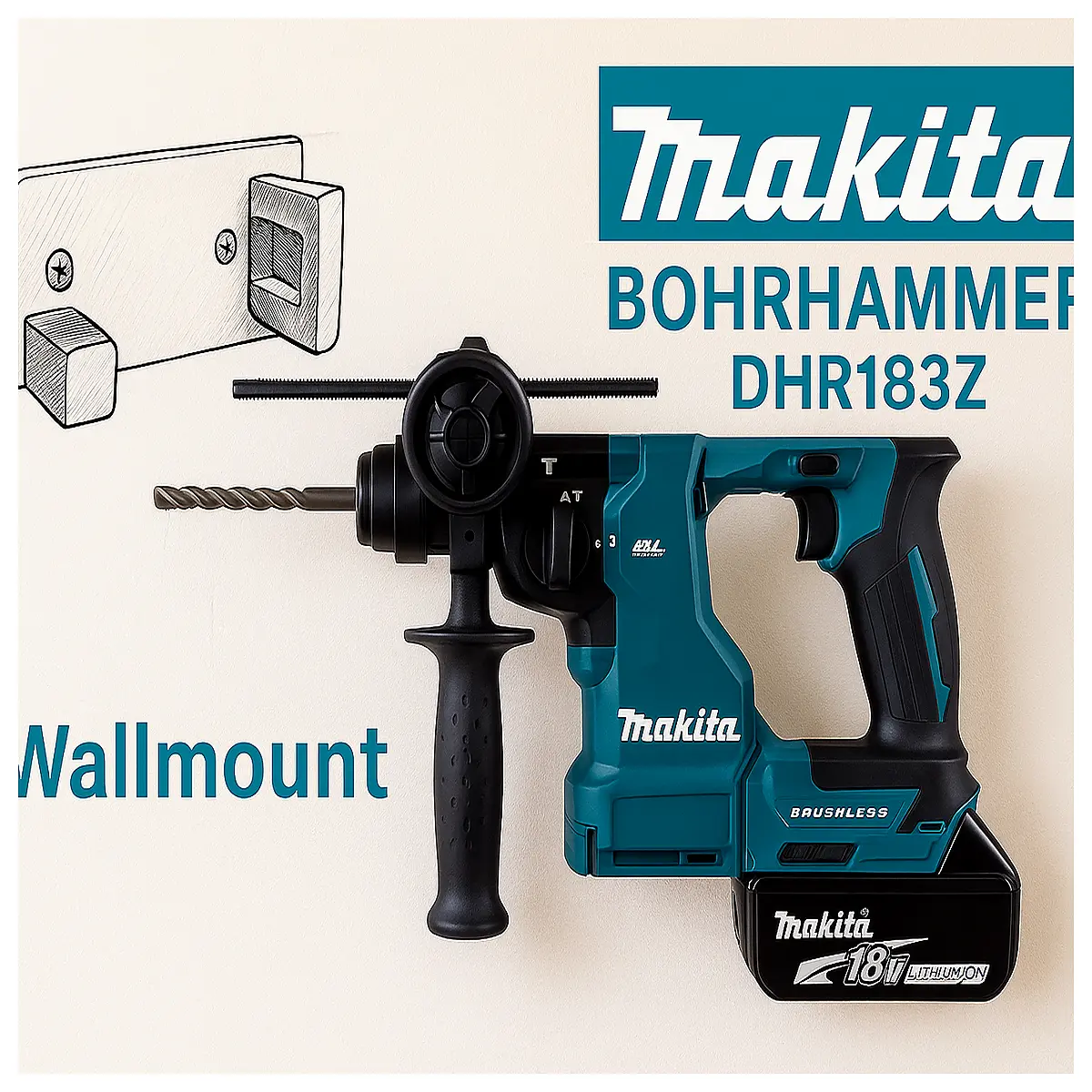 makita dhr183z wall mount bracket for rotary hammer drill mounting accessory