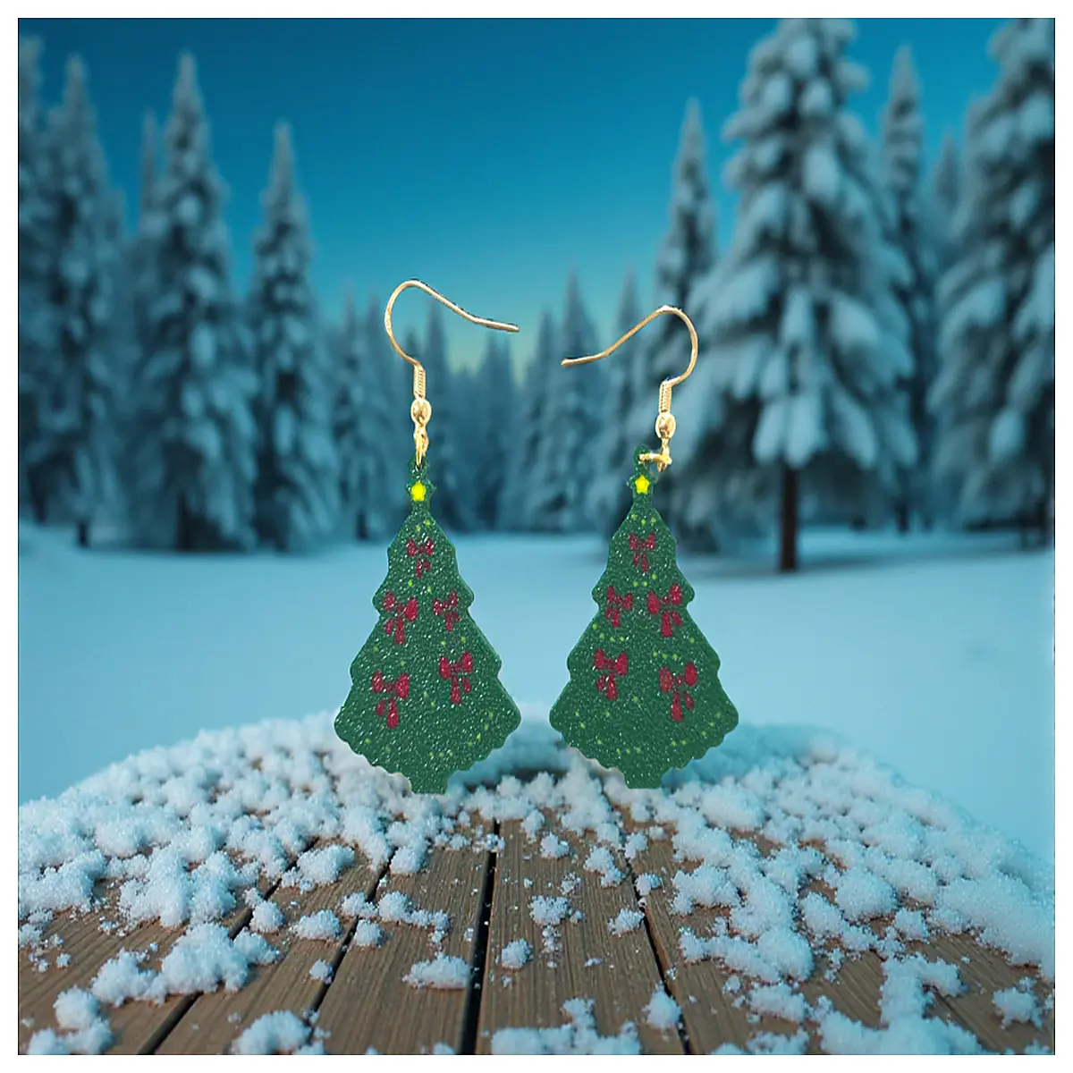 christmas tree bow earrings holiday party festive jewelry women