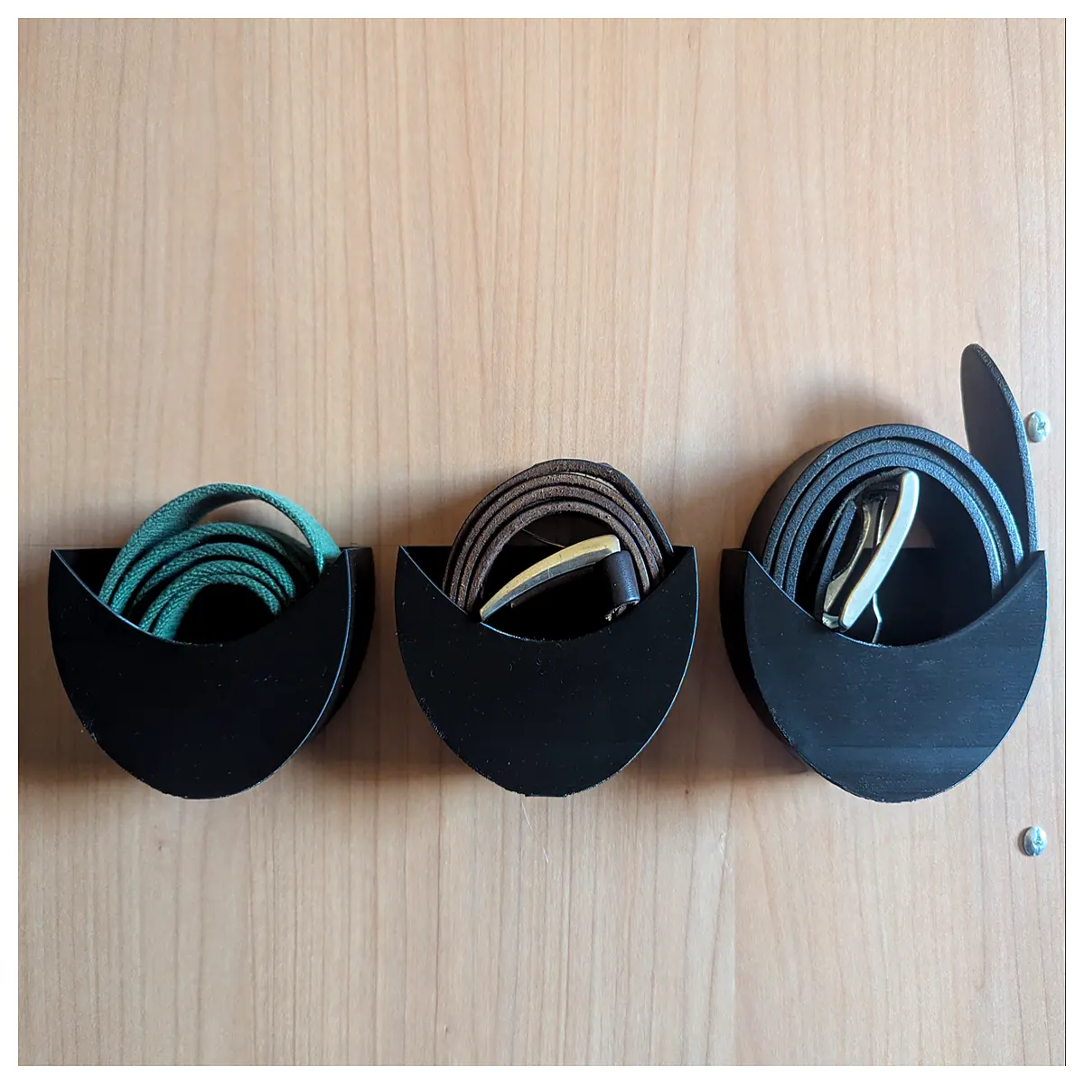 wall mounted belt hanger organizer rack for closet storage space saving metal hook