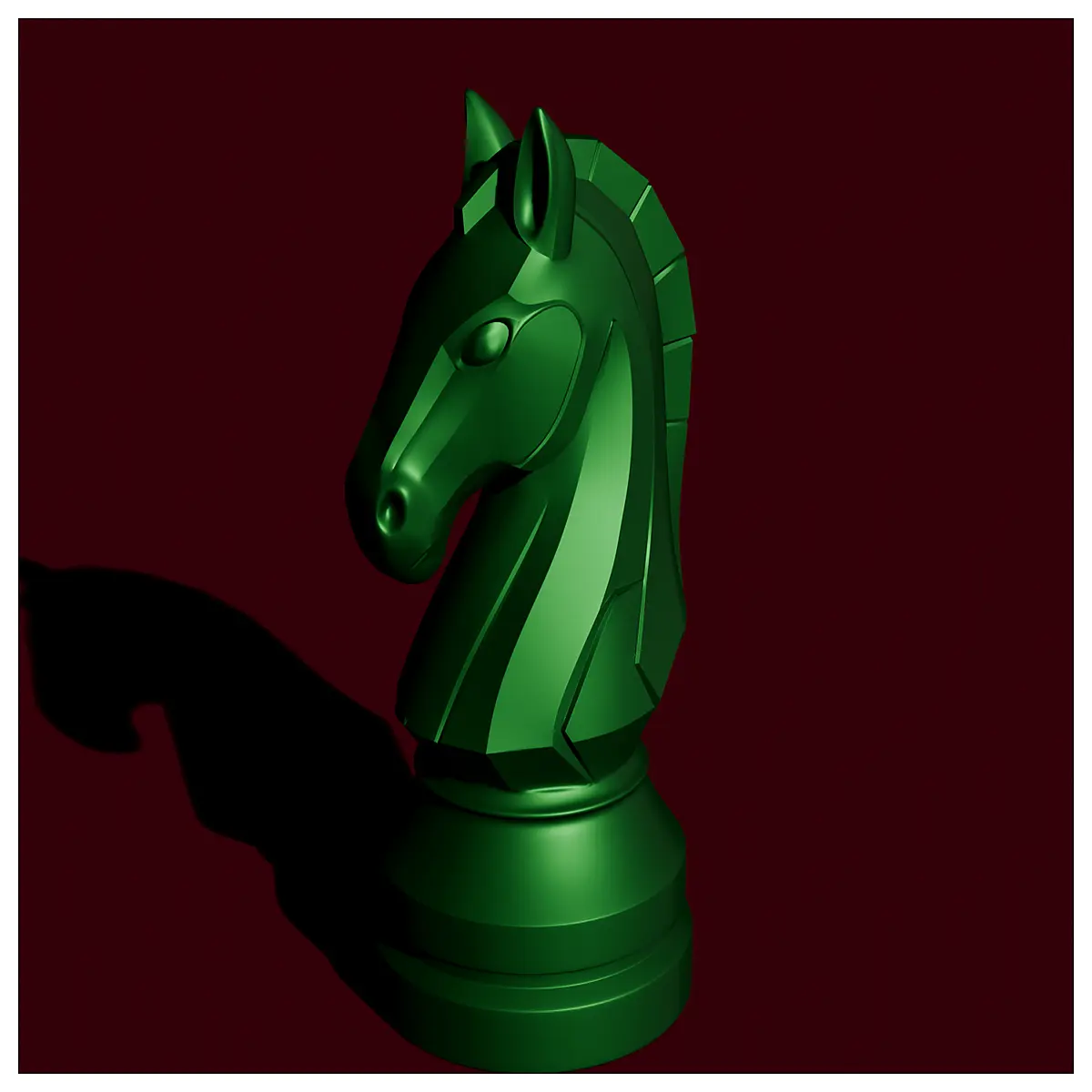chess knight figurine neon sci fi game piece futuristic metal knight toy cybernetic collectible