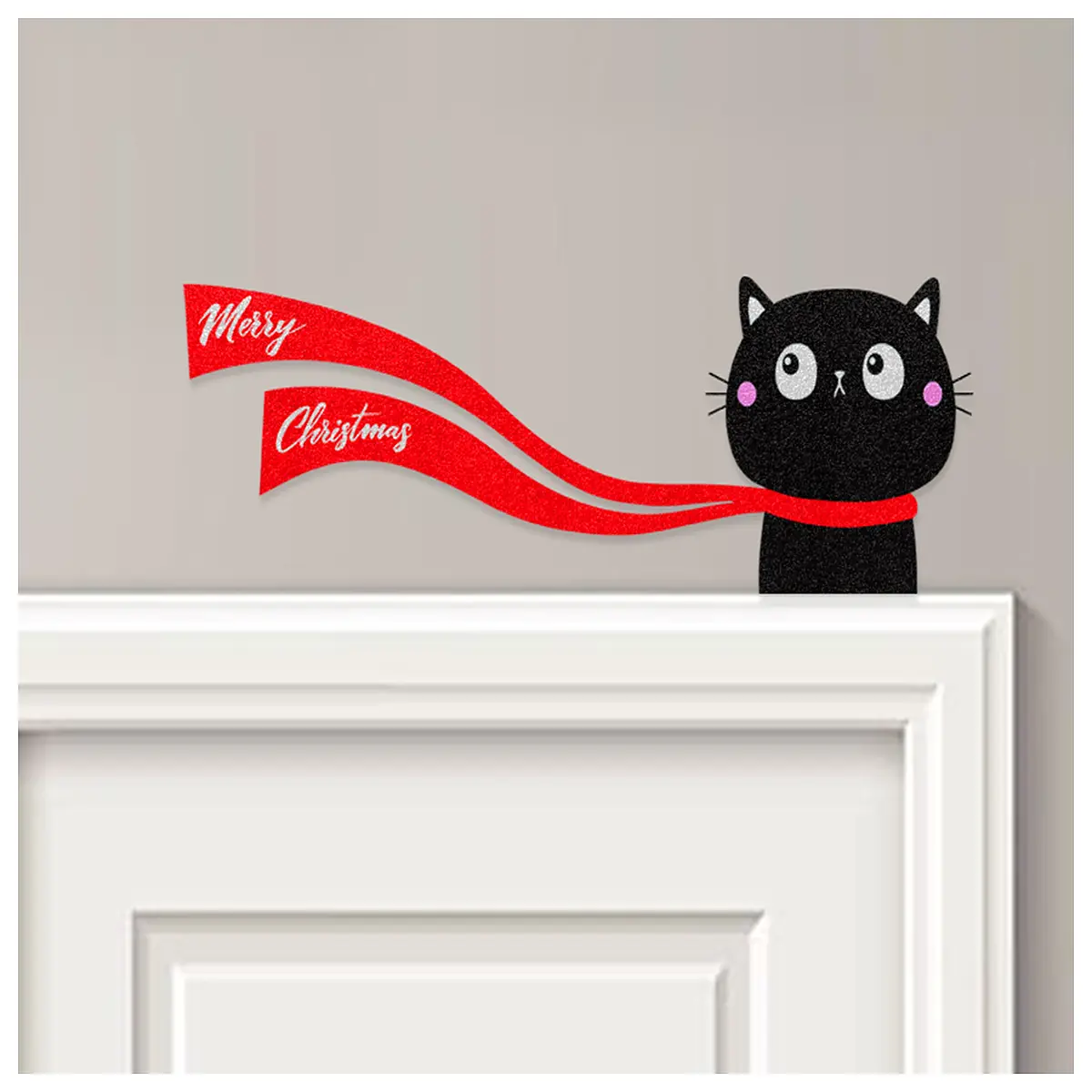 black cat christmas scarf clip holiday decor festive women men