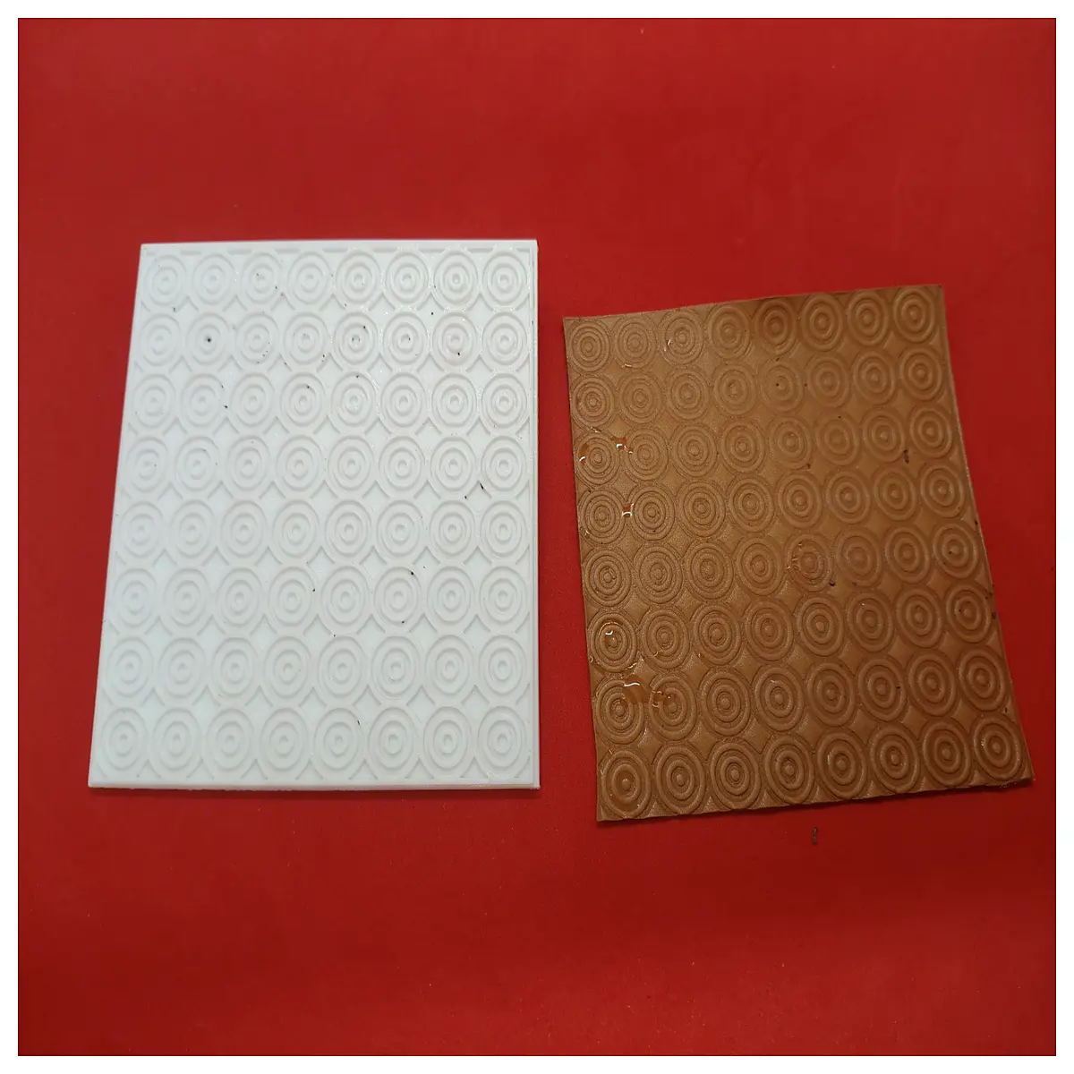 round leather stamp with flower petal design for crafts