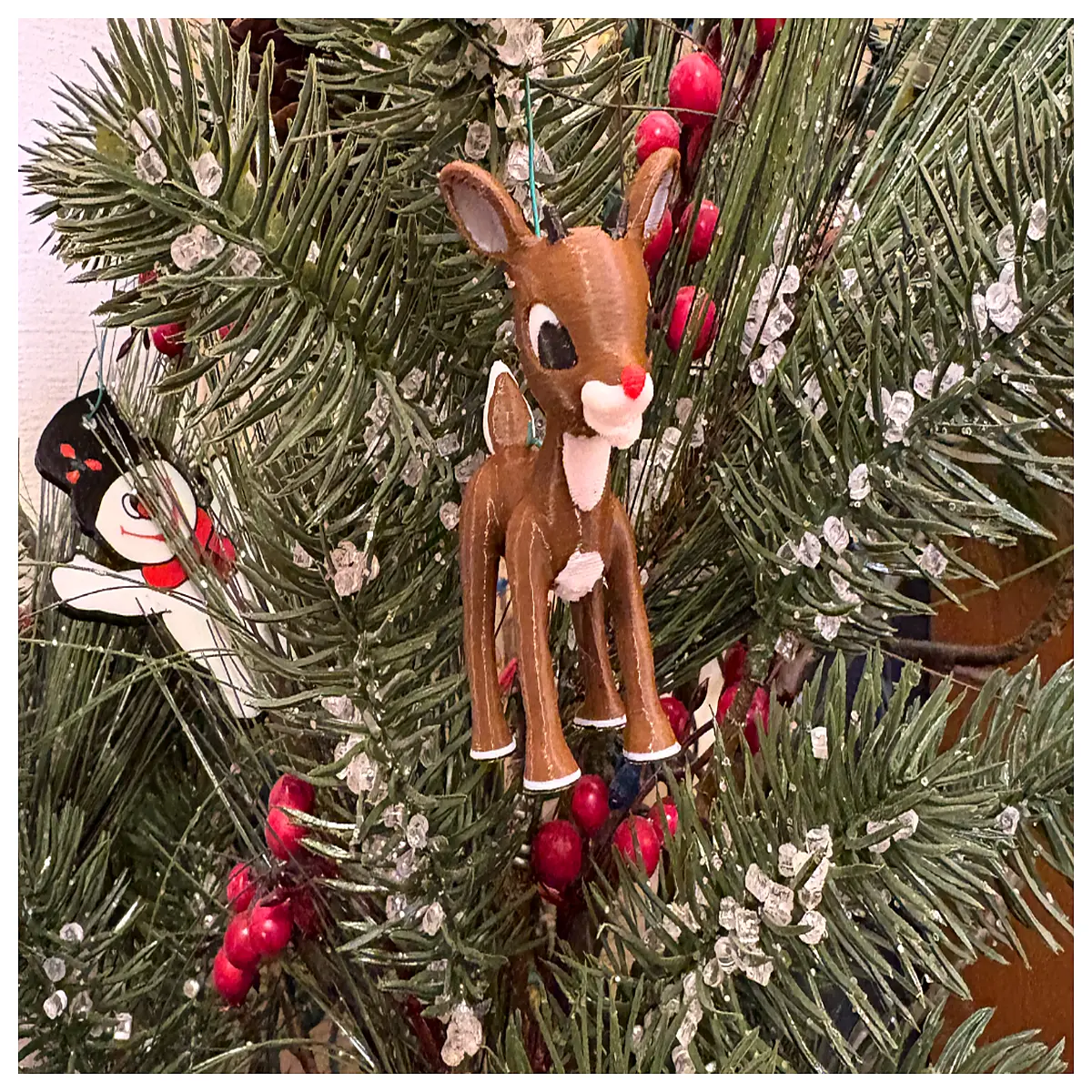 red nose rudolph reindeer hanging ornament christmas tree decoration holiday decor