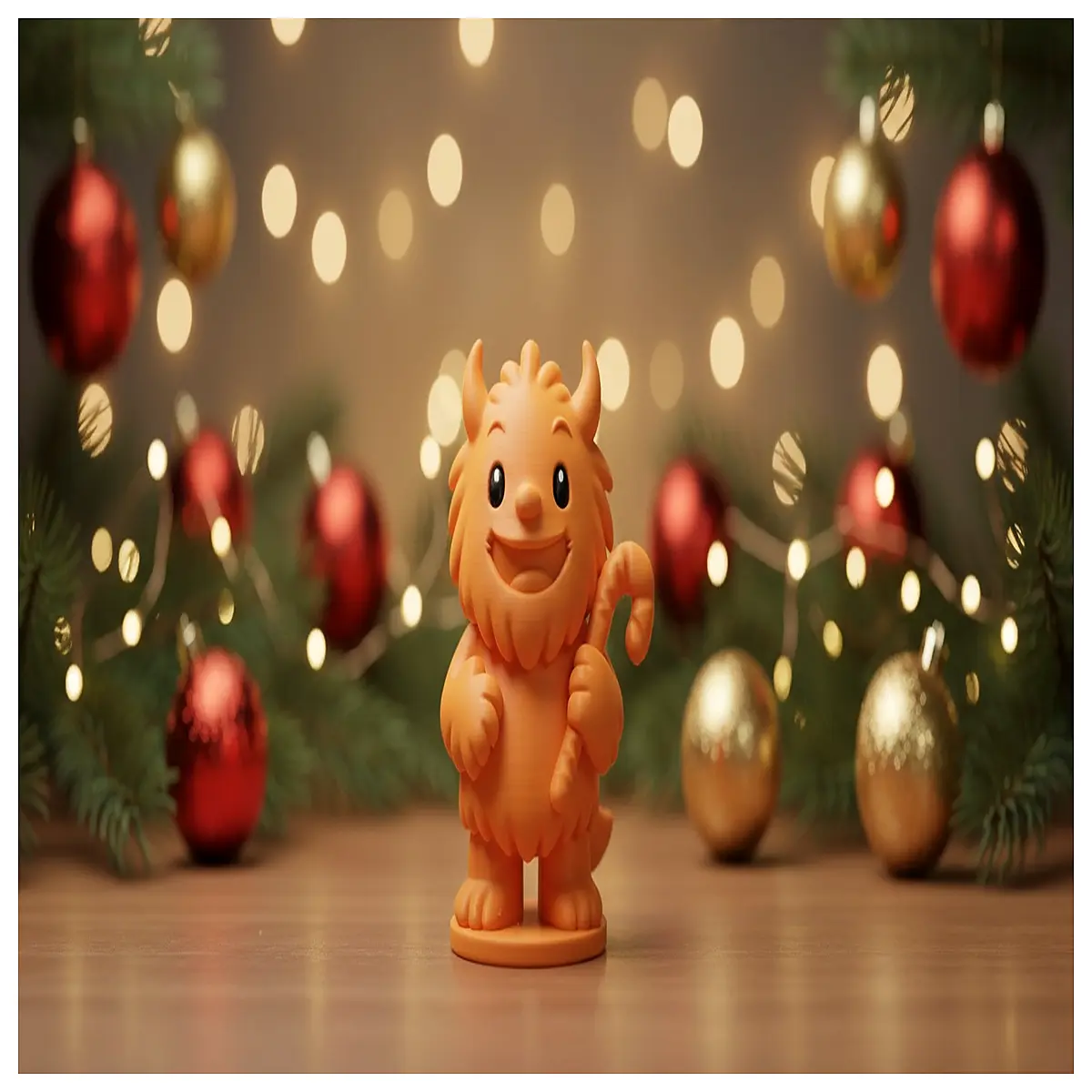 cute fluffy holding candy cane christmas decoration for home holiday party