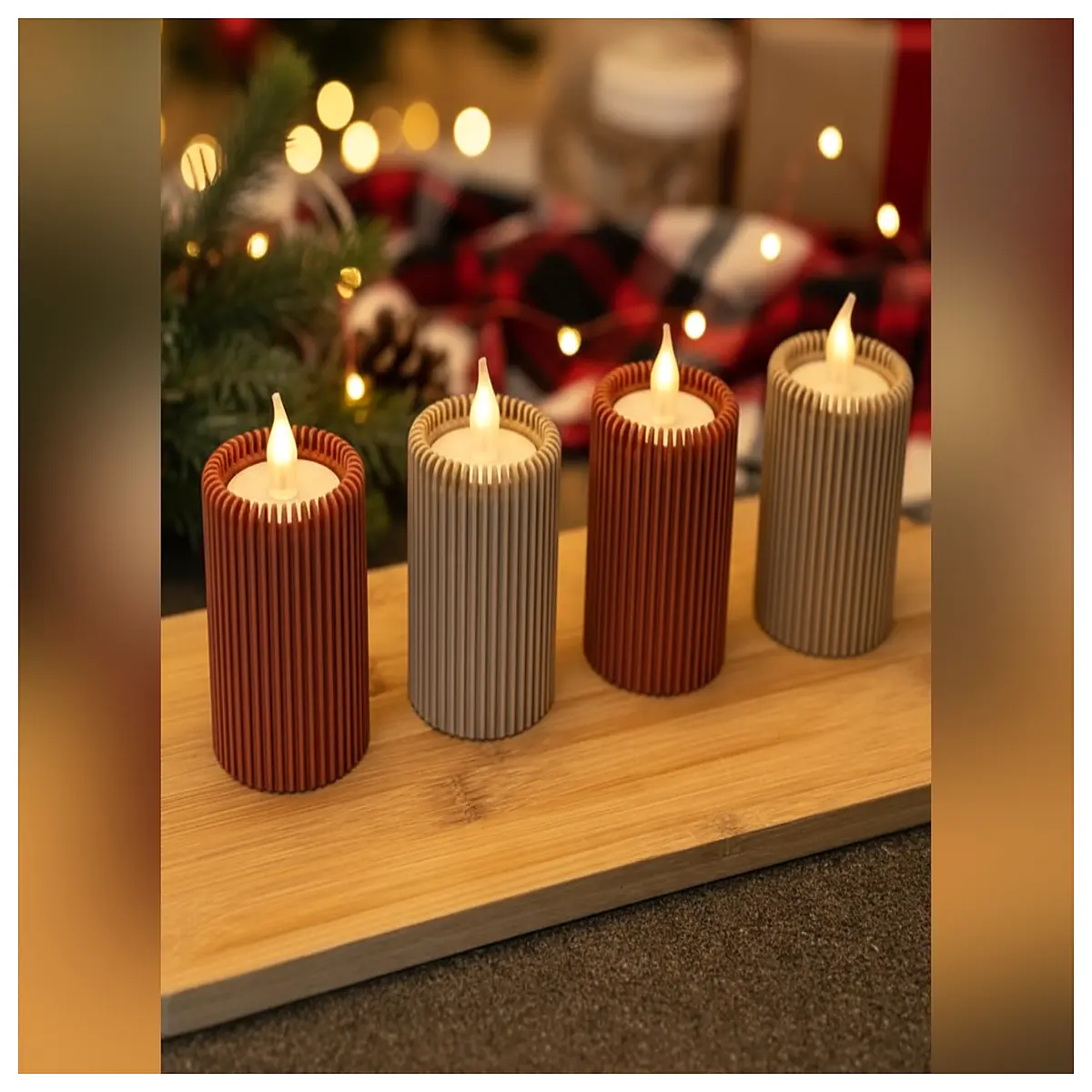 christmas tea candle holder set holiday table centerpiece decor