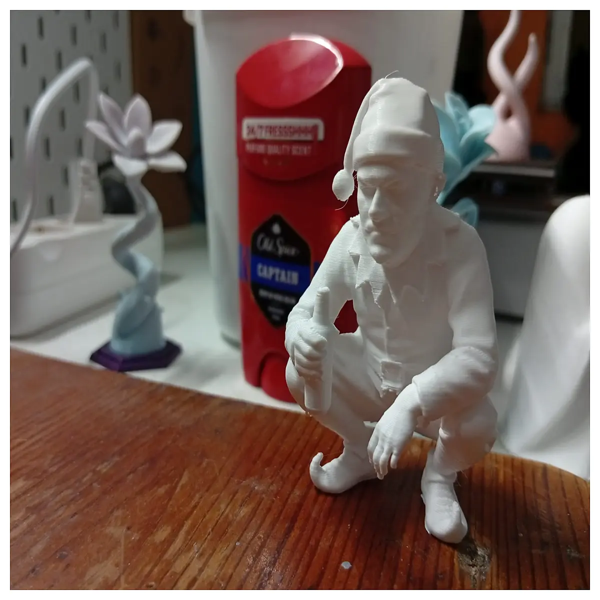 drunk slavic elf squatting funny xmas decor resin figurine holiday party centerpiece