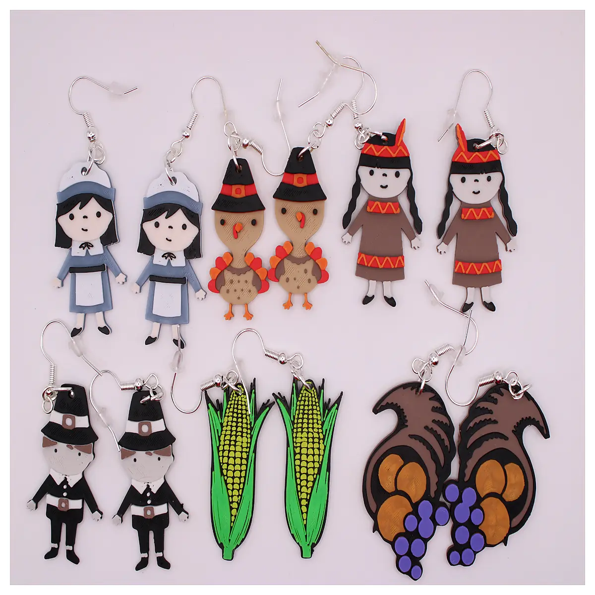 thanksgiving earrings pilgrim style fall harvest party jewelry
