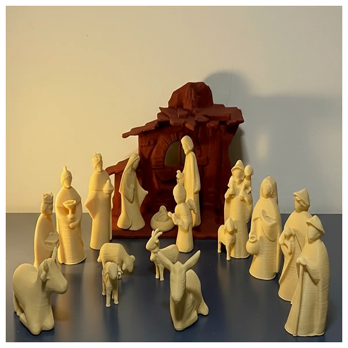 nativity scene set with baby jesus figurines for christmas manger outdoor indoor stable animals sheep wise men