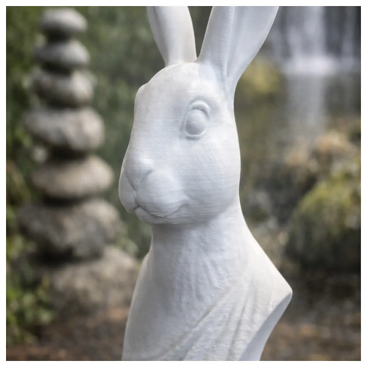 zen rabbit statue garden decor minimalist animal sculpture for home shelf peaceful meditation art piece modern zen aesthetic room accent