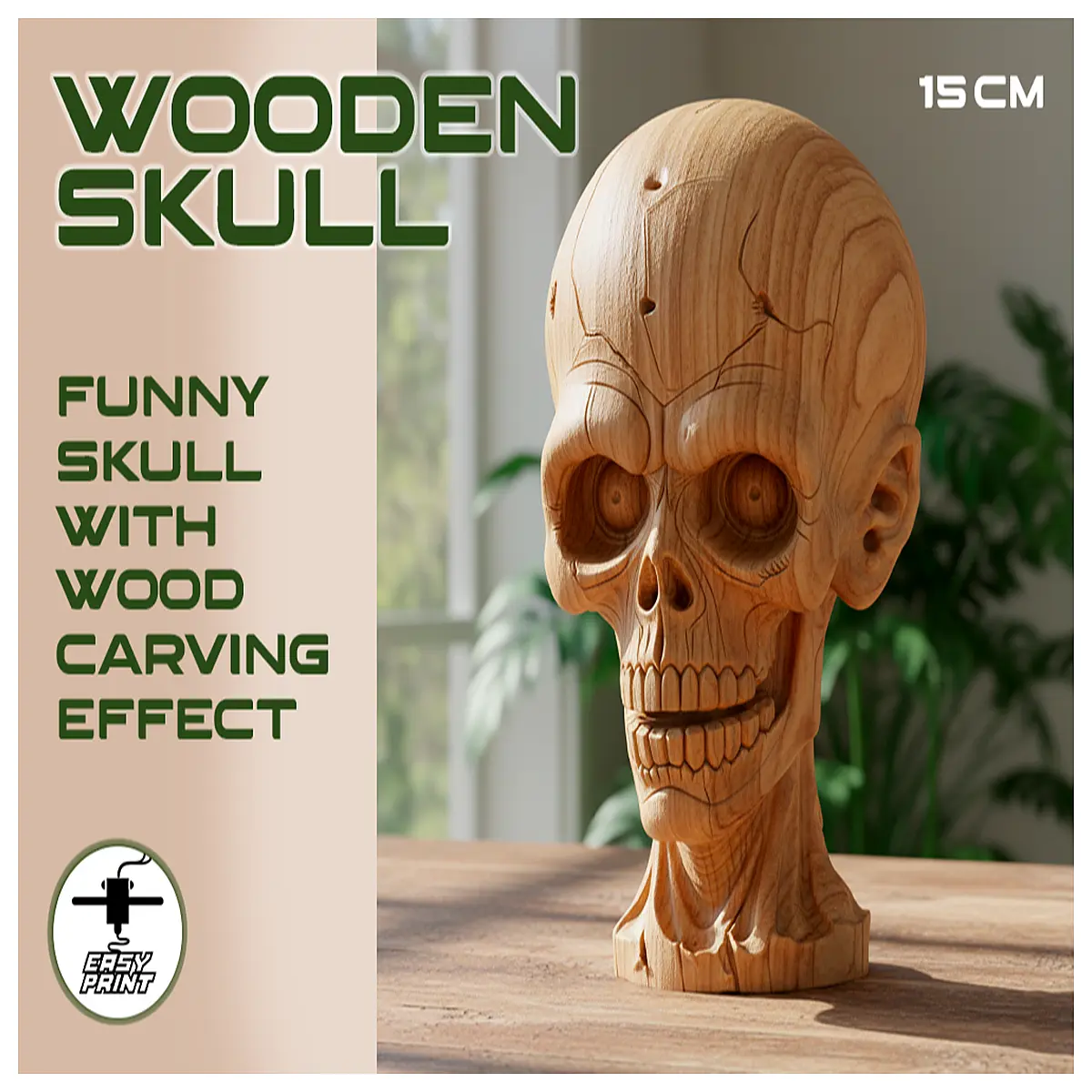 halloween wood skull decoration spooky home decor carved bone prop party supplies gothic aesthetic