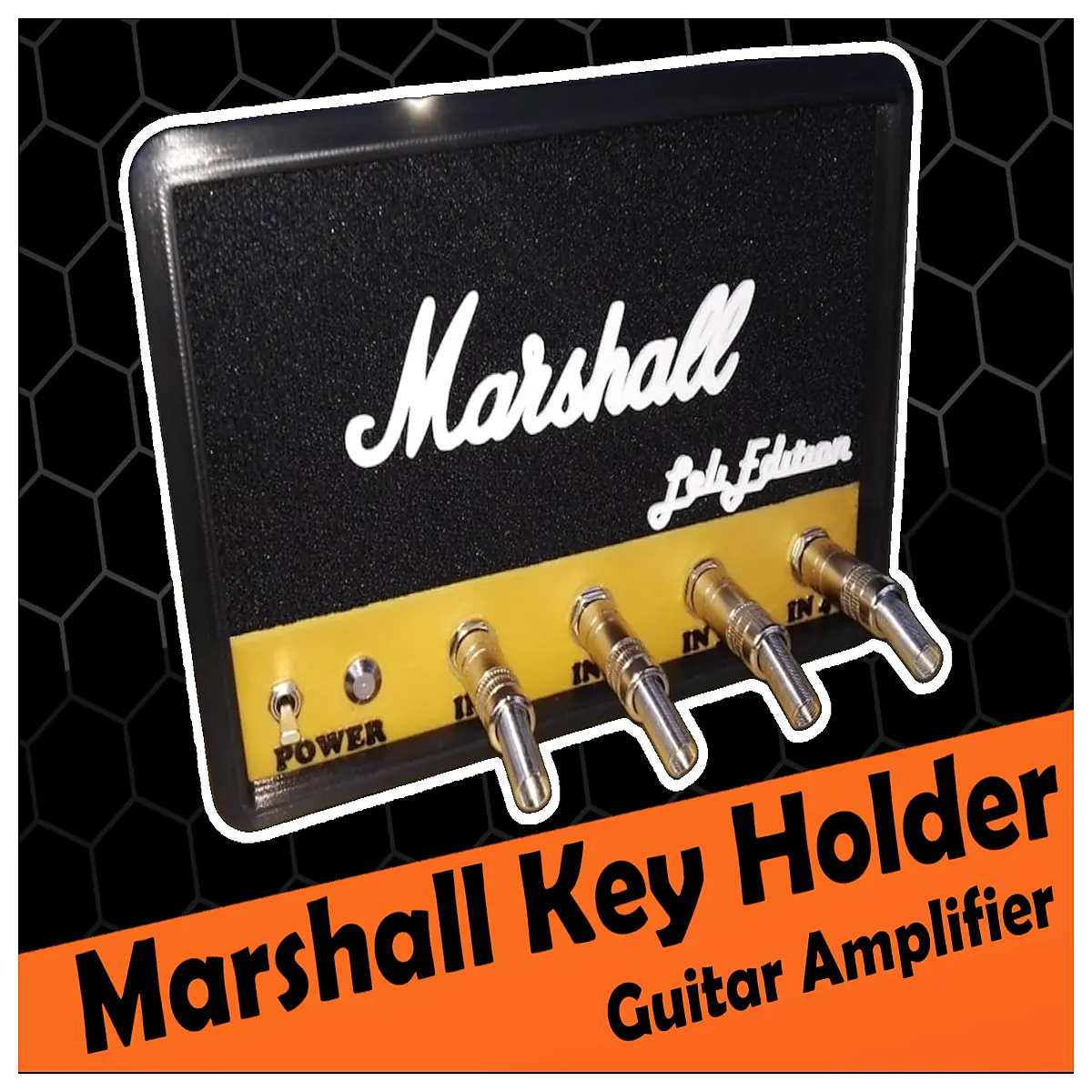 guitar amp key holder wall mount rock music decor home office storage