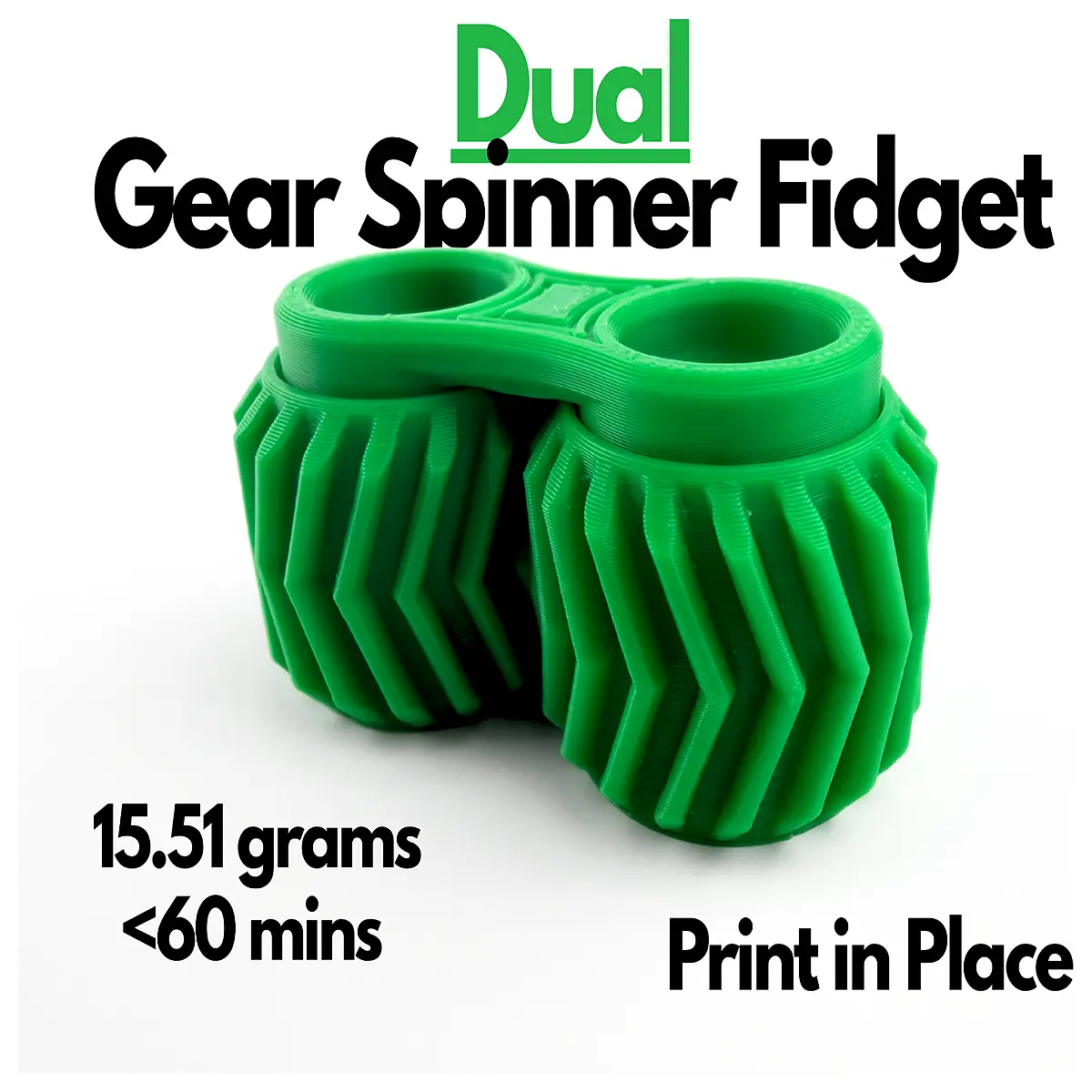 printed dual gear fidget spinner stress relief toy anti anxiety sensory tool for adults