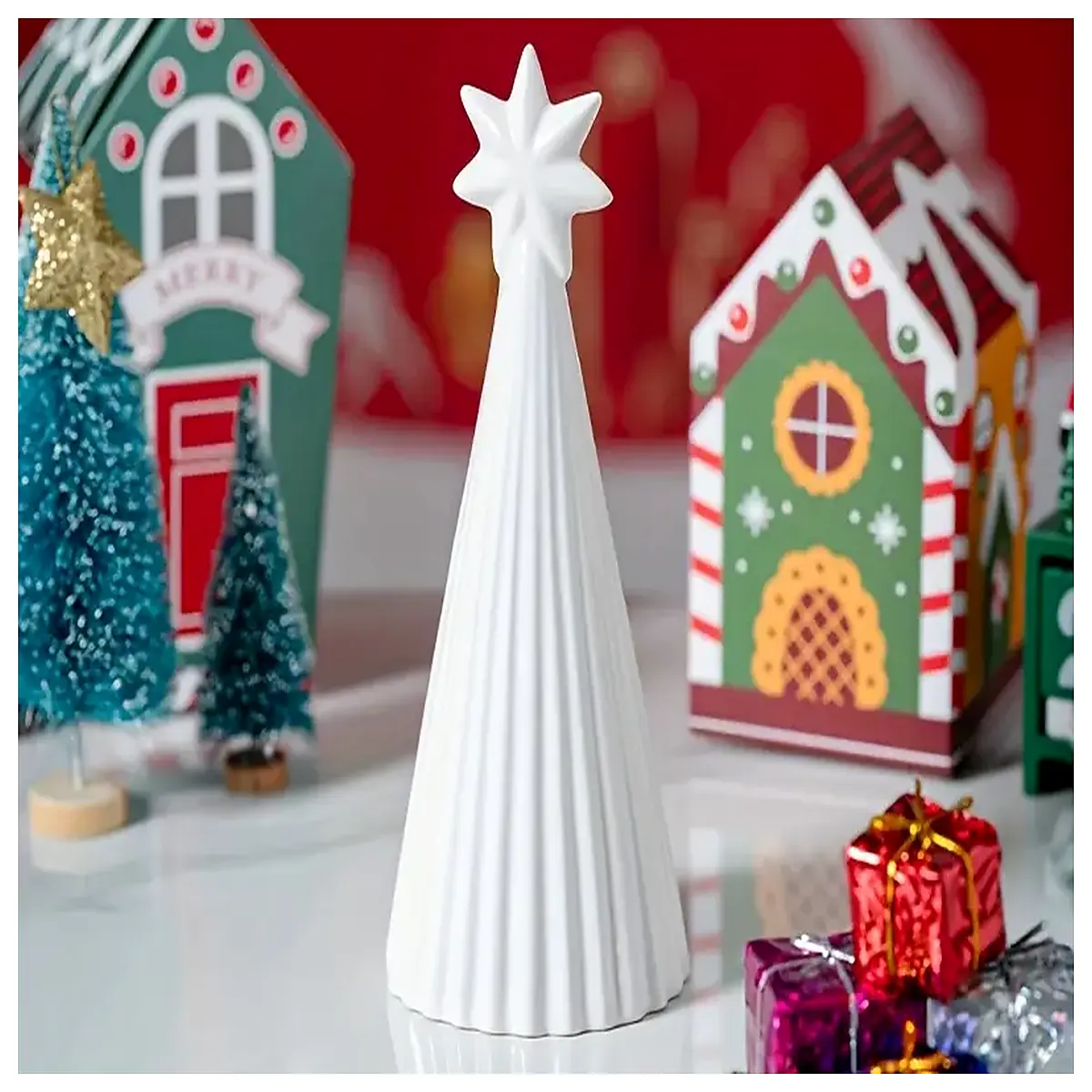 christmas tree with star topper decoration holiday home decor