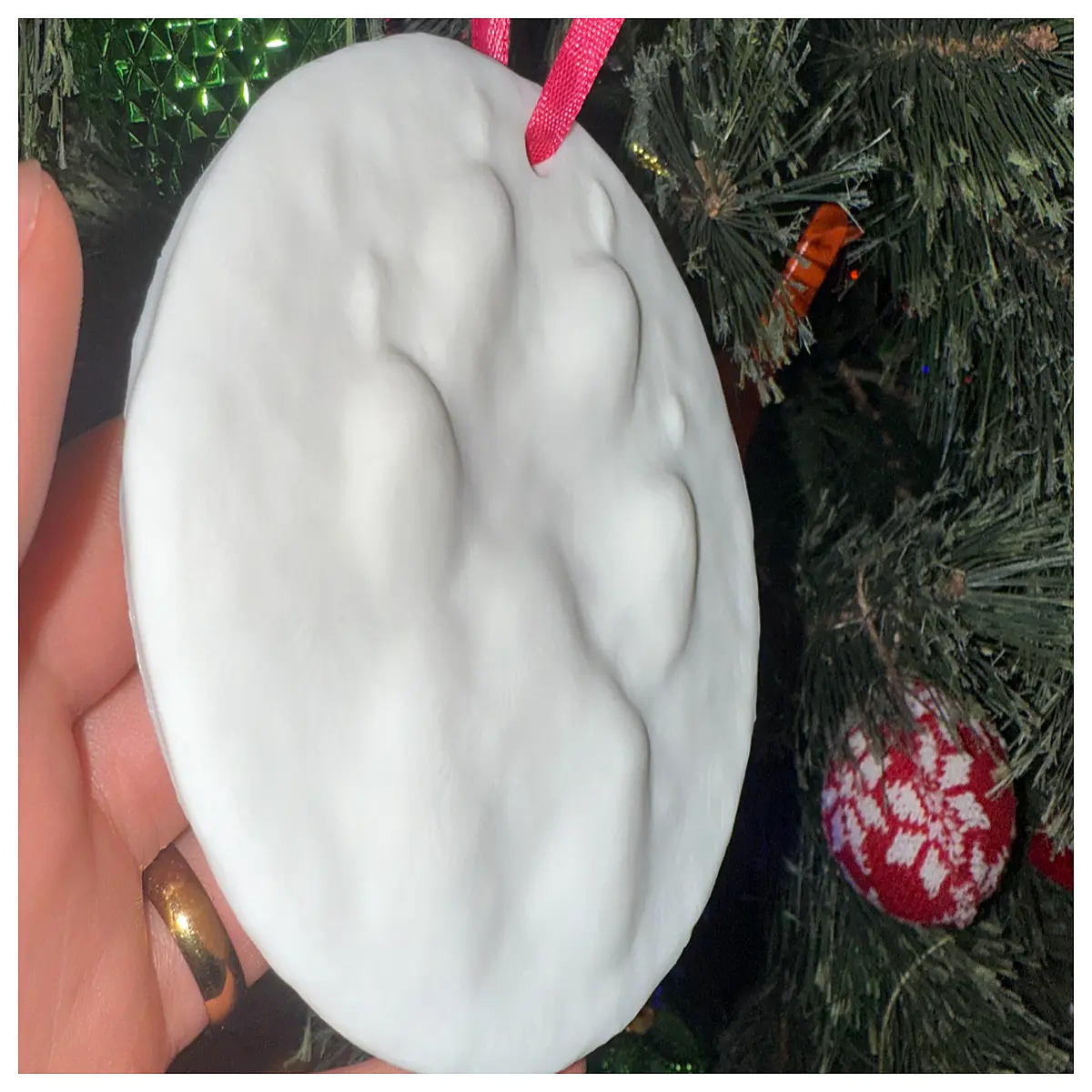 dog paw print ornament keepsake holiday decor pet memorial gift