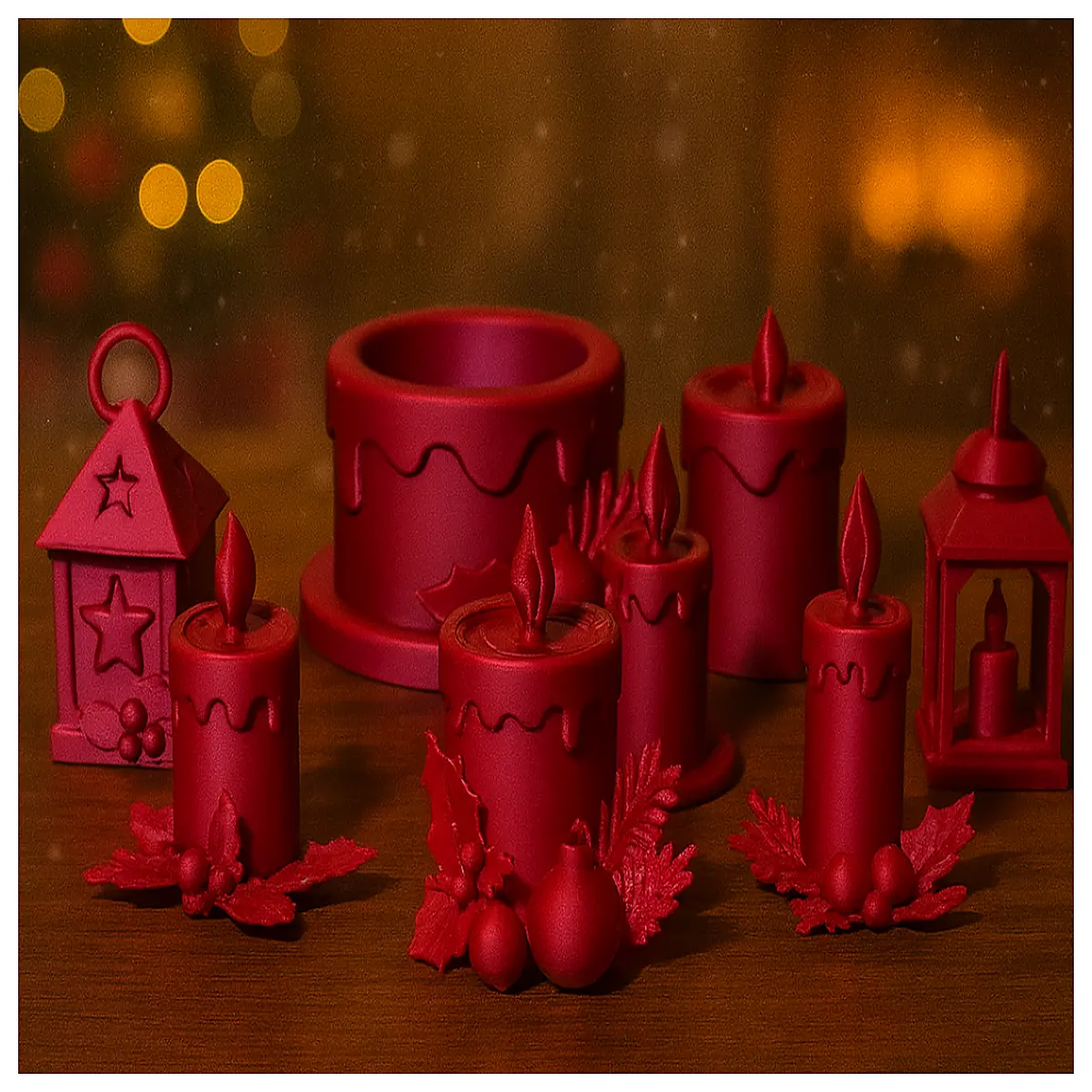 mini christmas candles set holiday decor table centerpieces