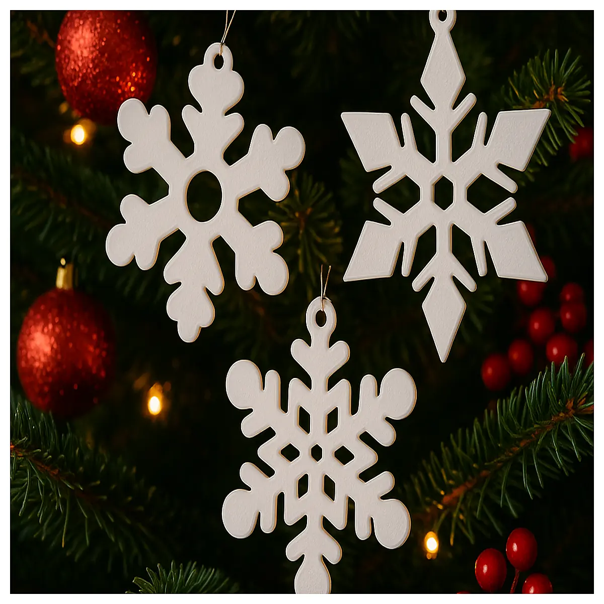 artificial snowflake ornaments for christmas tree wreath window diy winter decor