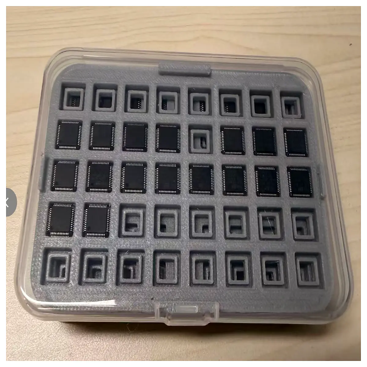 stackable ic chip storage tray organizer for lqfp48 tssop20 smd components anti static parts bin