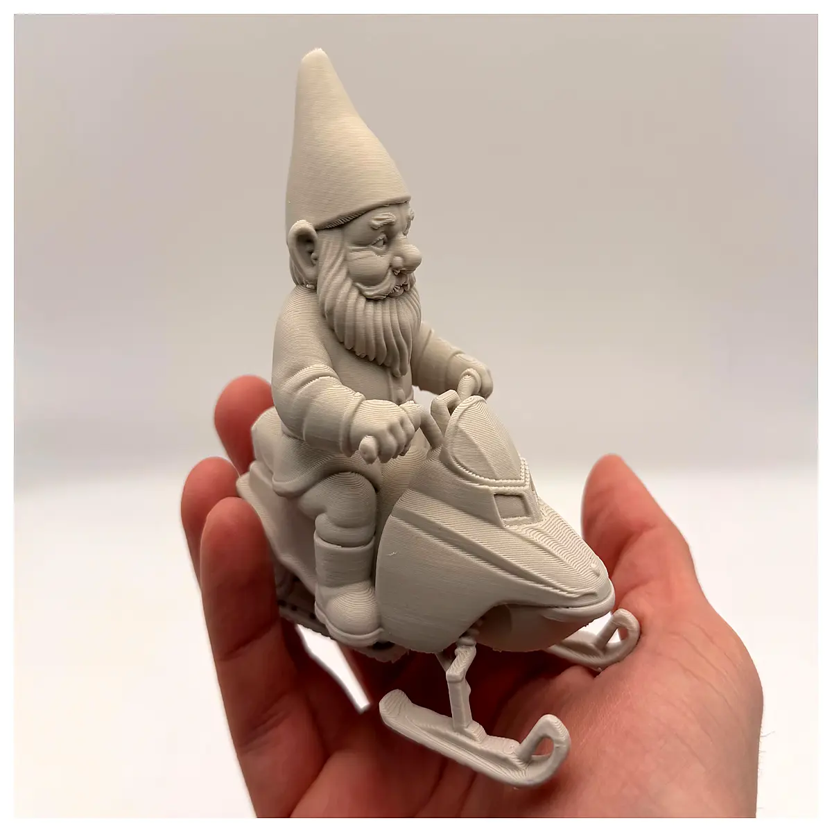 snowmobile garden gnome statue outdoor lawn decor whimsical snowman yard art