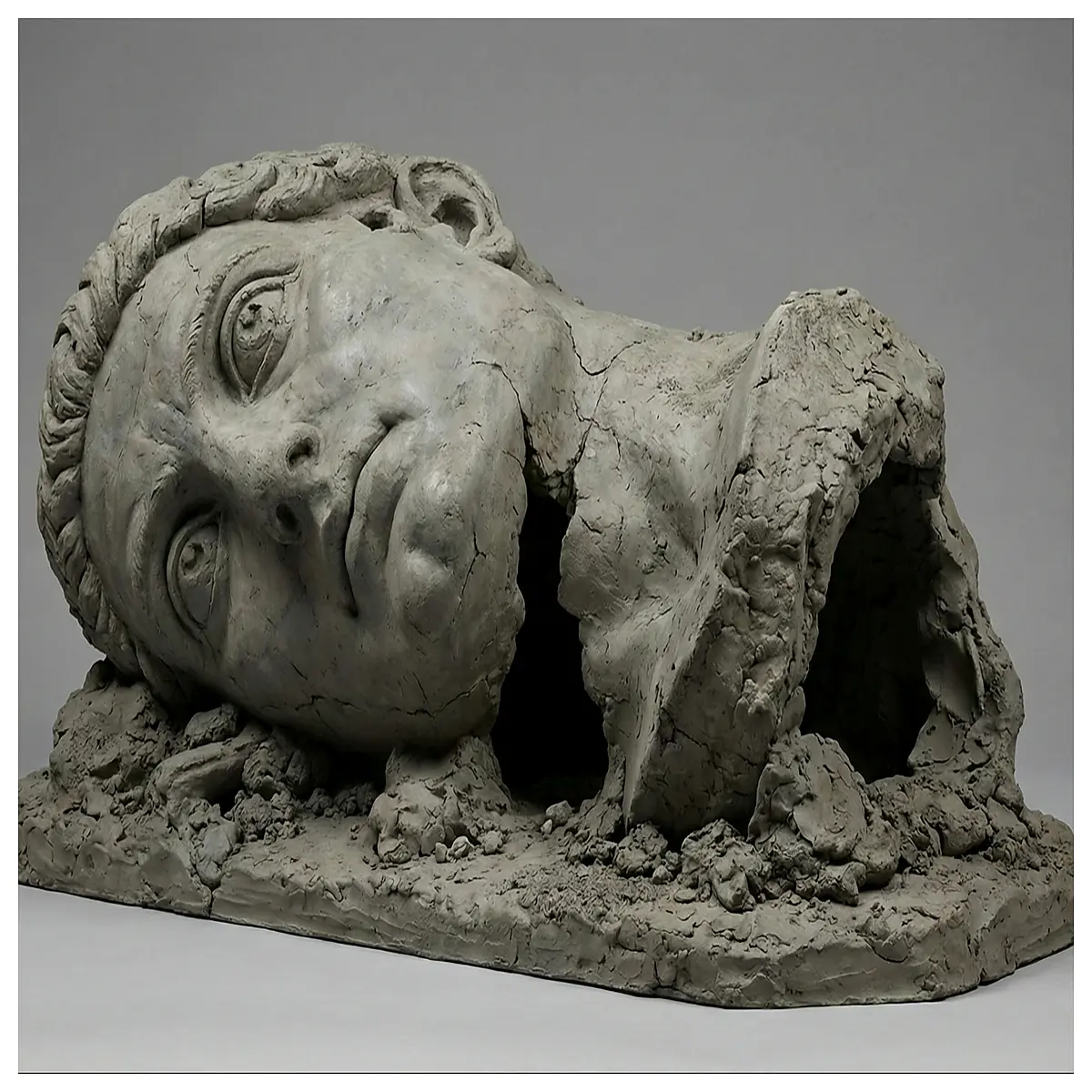 fallen colossus head ruins statue fantasy dungeon decor prop