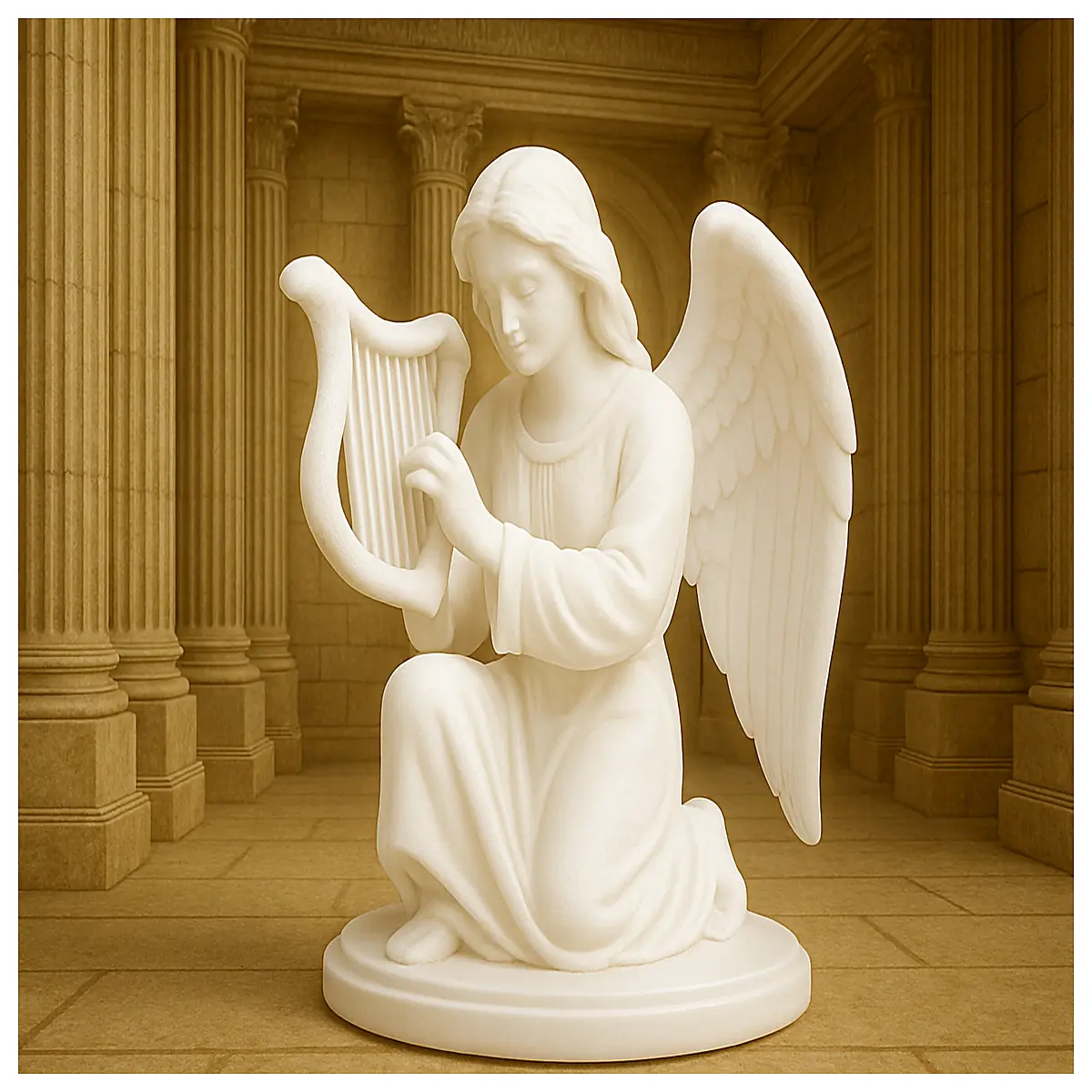 serene angel statue figurine home decor peaceful art piece for living room shelf calming spiritual gift idea
