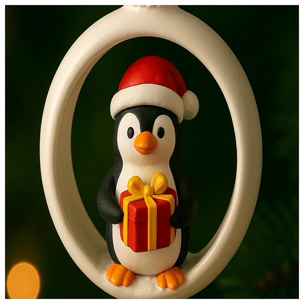 penguin ornament with gift box cute snowman penguin xmas tree decoration holiday hanging bauble for home decor